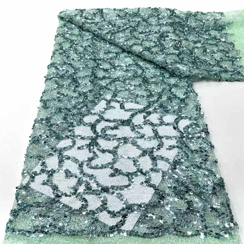 Embellished Beaded Tulle Lace Fabric with Beads | GTIN HN411
