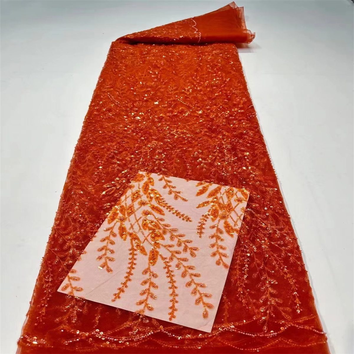 Embellished Beaded Tulle Lace Fabric With Beads | MPN HF001