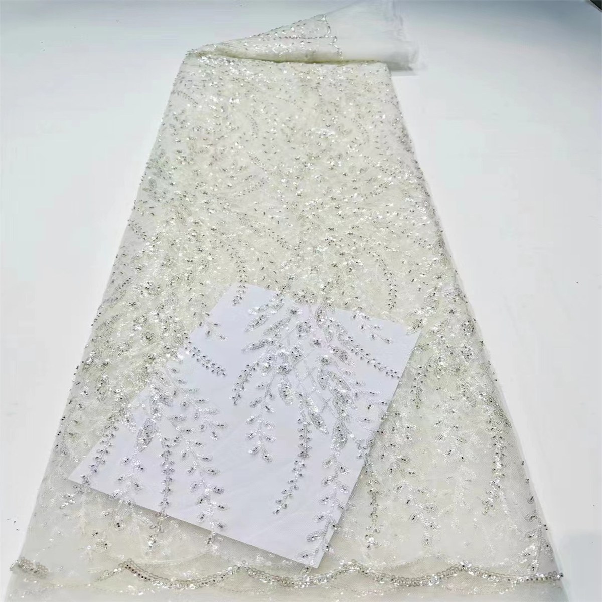 Embellished Beaded Tulle Lace Fabric With Beads | MPN HF001