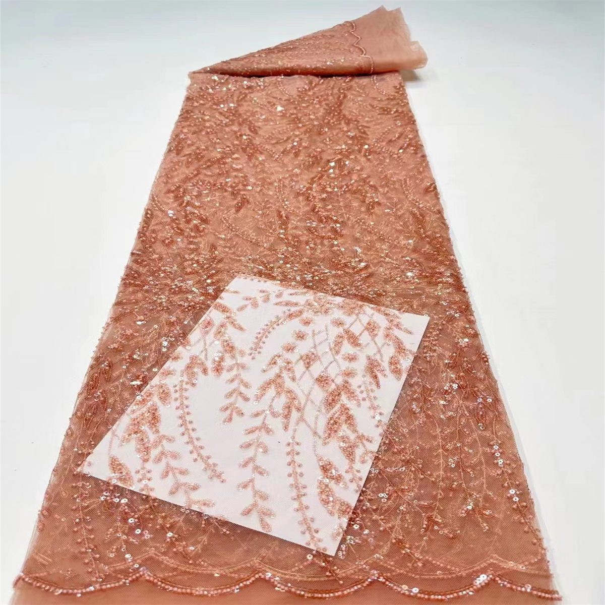 Embellished Beaded Tulle Lace Fabric With Beads | MPN HF001