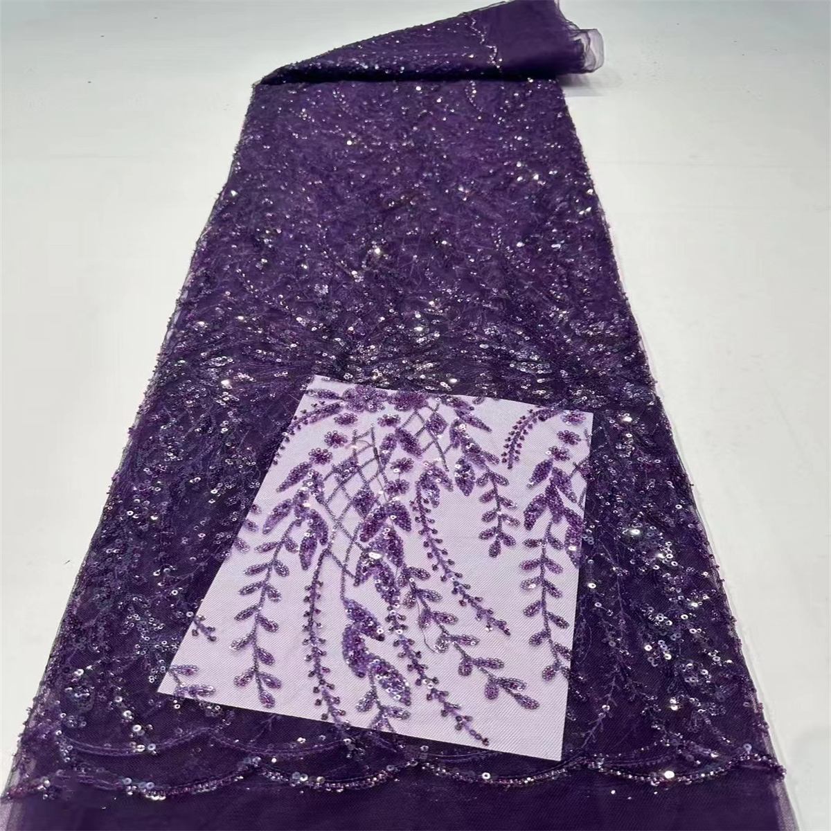 Embellished Beaded Tulle Lace Fabric With Beads | MPN HF001