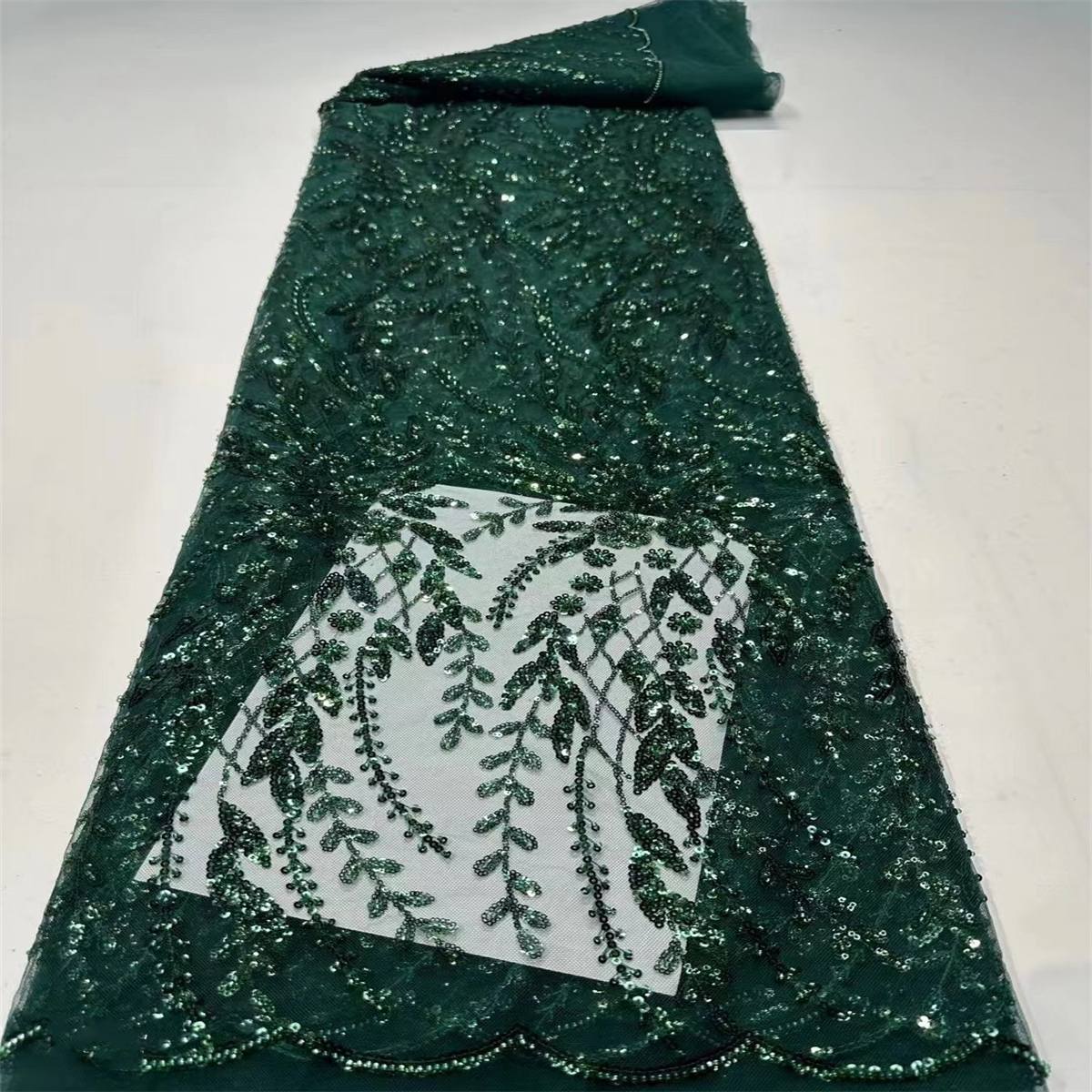 Embellished Beaded Tulle Lace Fabric With Beads | MPN HF001