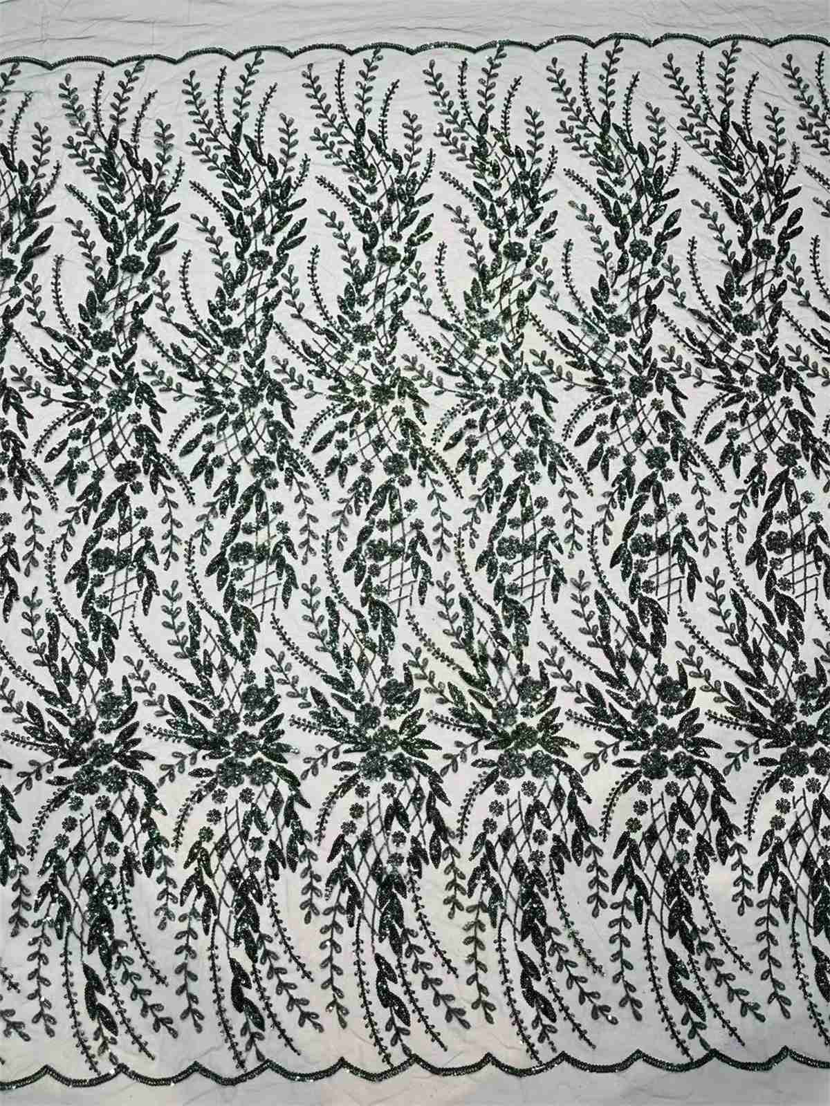 Embellished Beaded Tulle Lace Fabric With Beads | MPN HF001