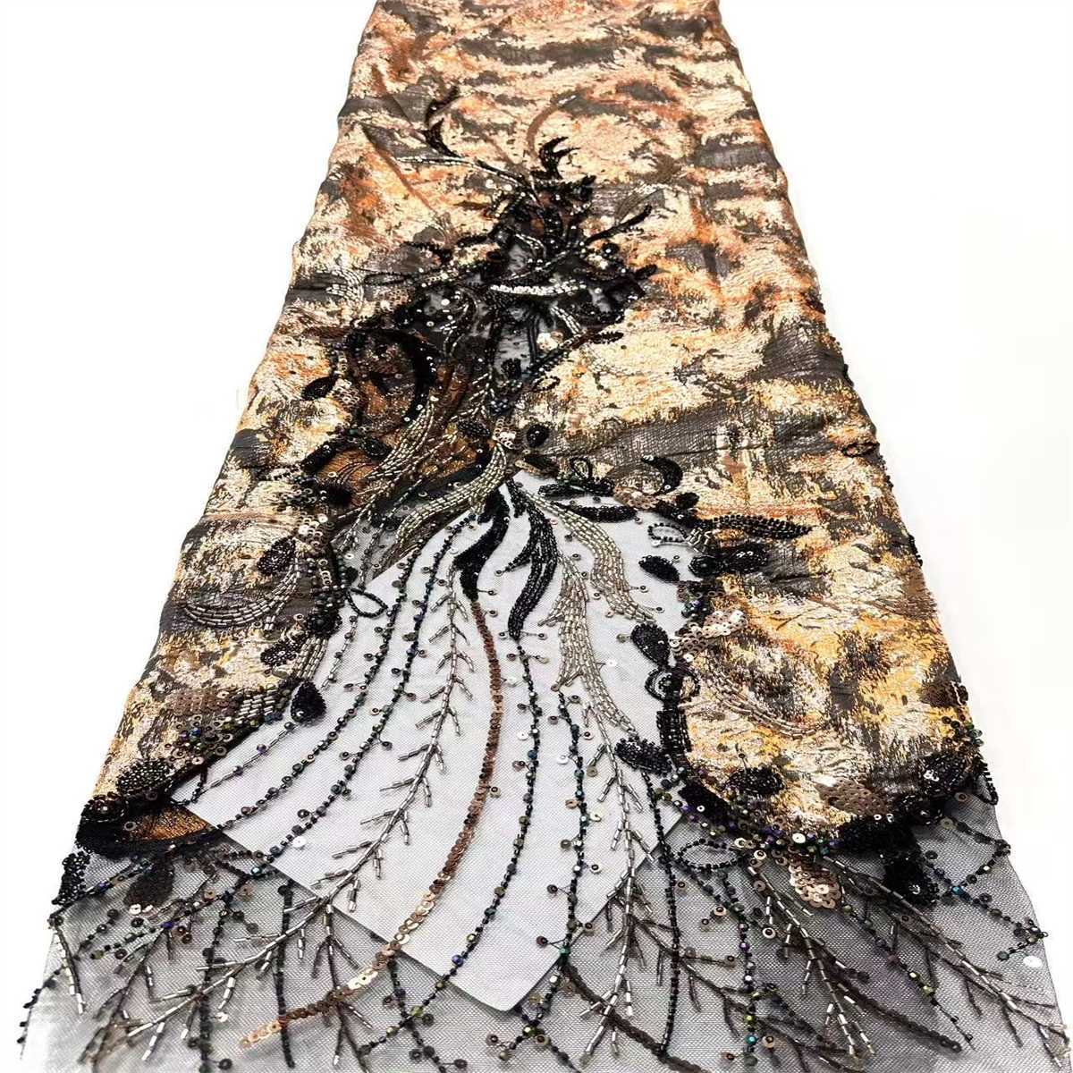 Embellished Beaded Tulle Lace Fabric with Beads | MPN HN434