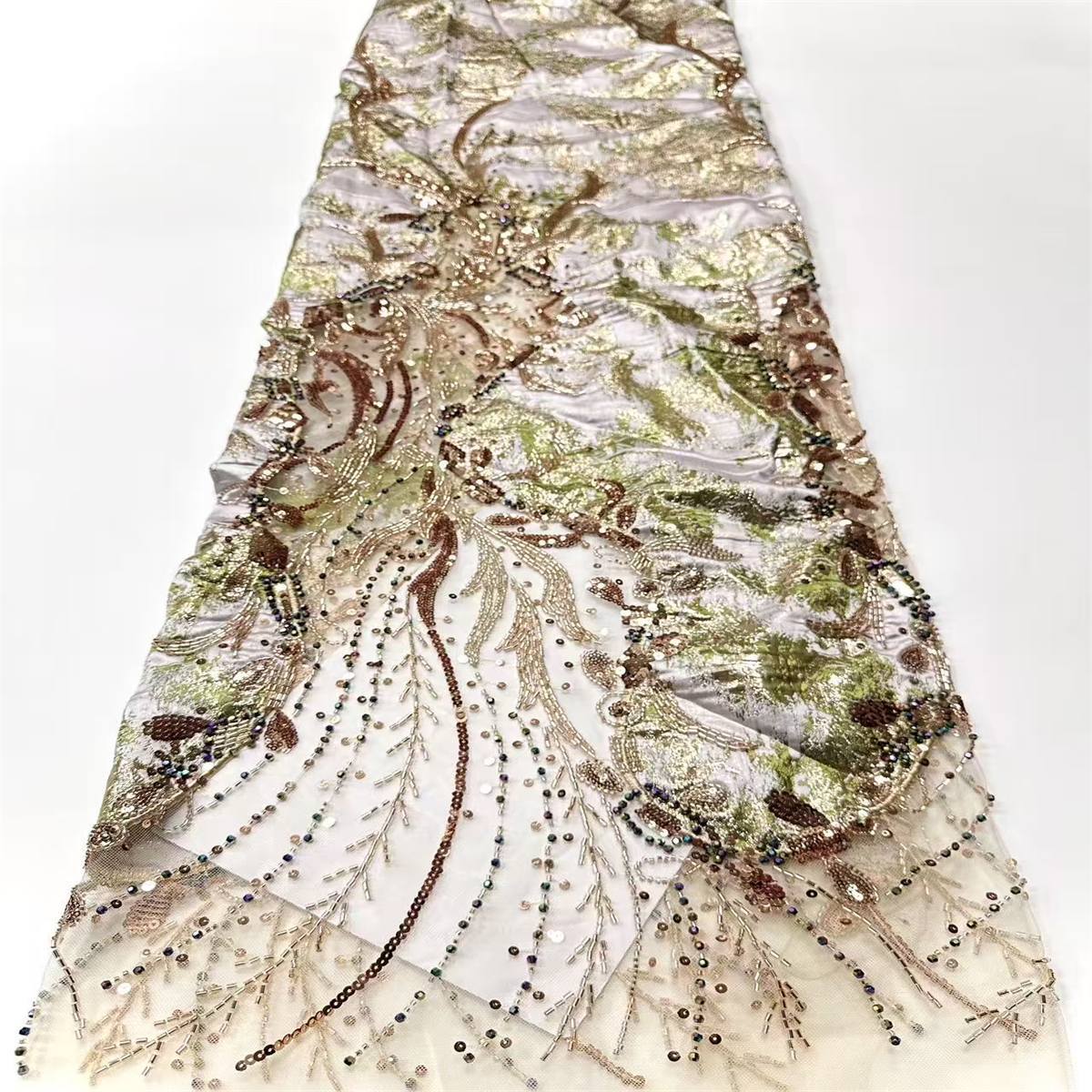 Embellished Beaded Tulle Lace Fabric with Beads | MPN HN434