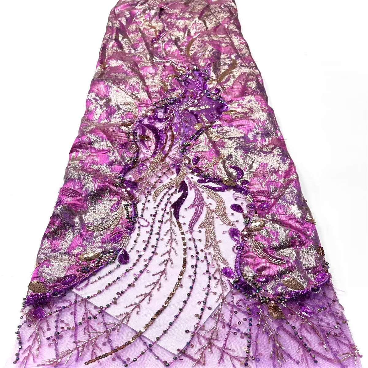Embellished Beaded Tulle Lace Fabric with Beads | MPN HN434