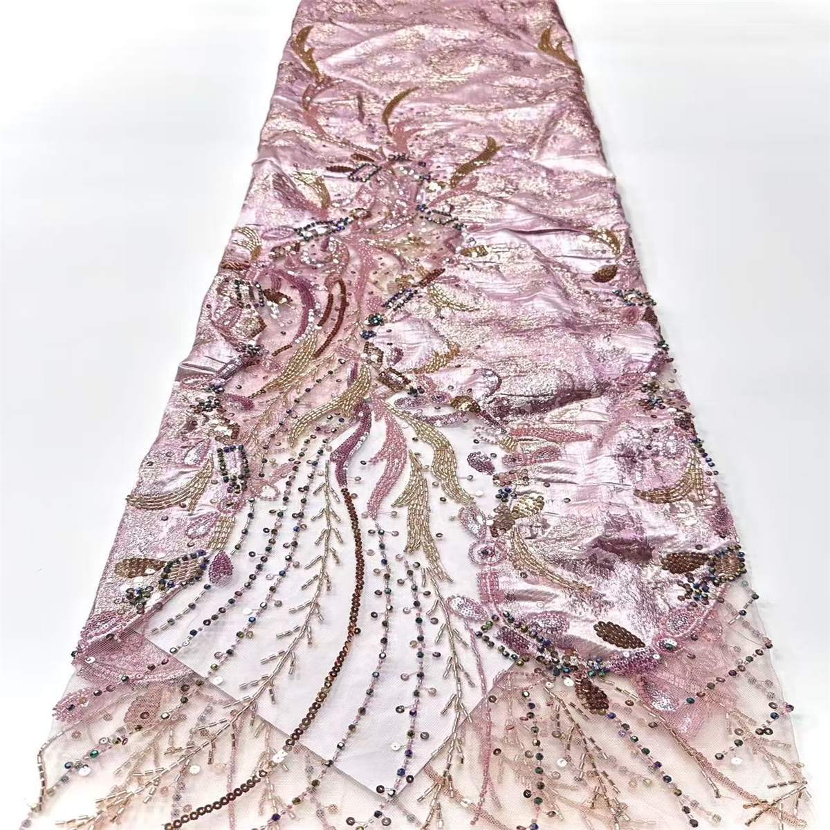 Embellished Beaded Tulle Lace Fabric with Beads | MPN HN434