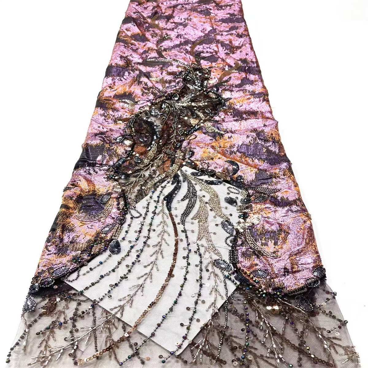 Embellished Beaded Tulle Lace Fabric with Beads | MPN HN434
