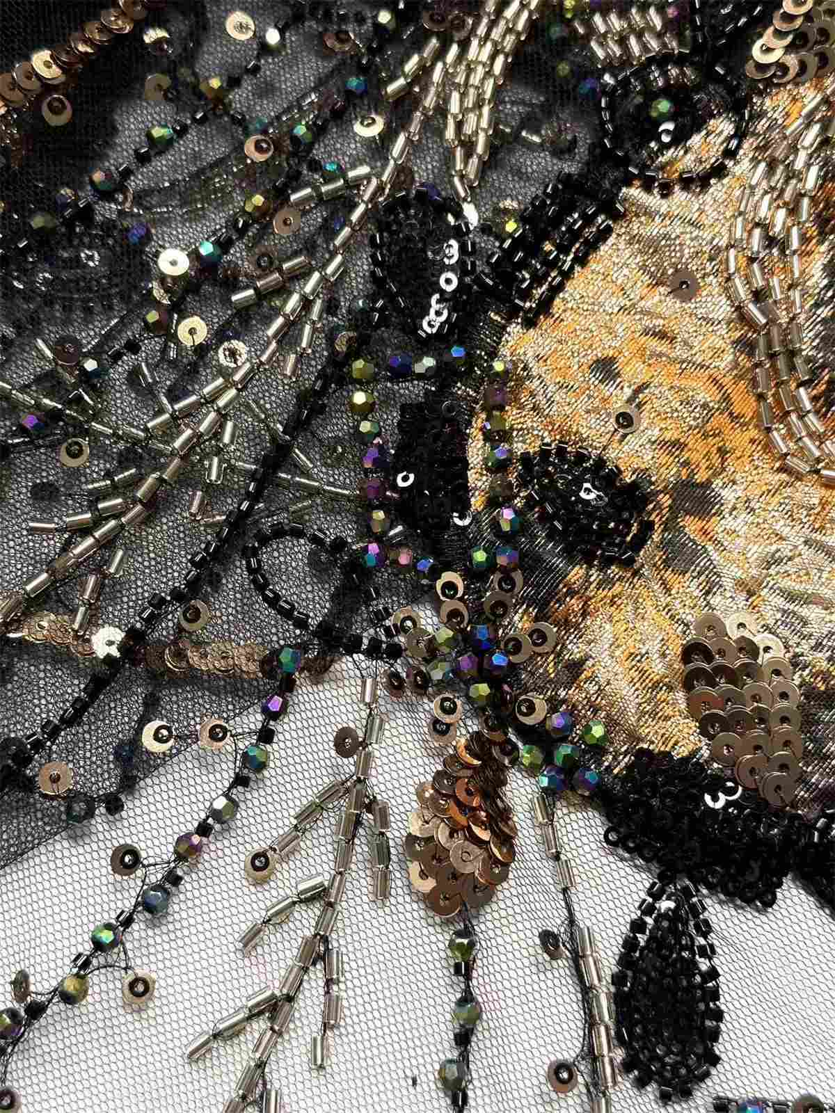Embellished Beaded Tulle Lace Fabric with Beads | MPN HN434