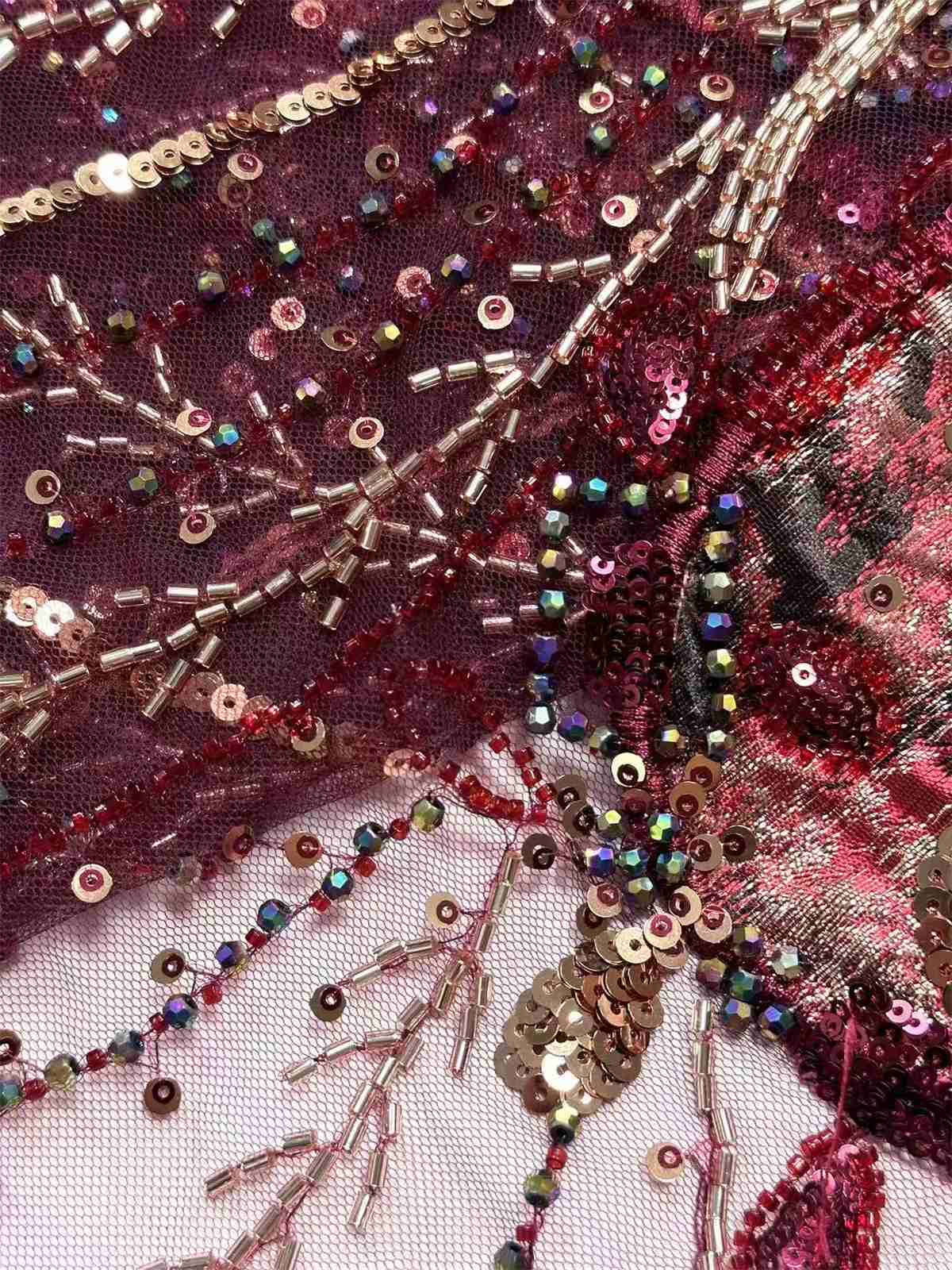 Embellished Beaded Tulle Lace Fabric with Beads | MPN HN434