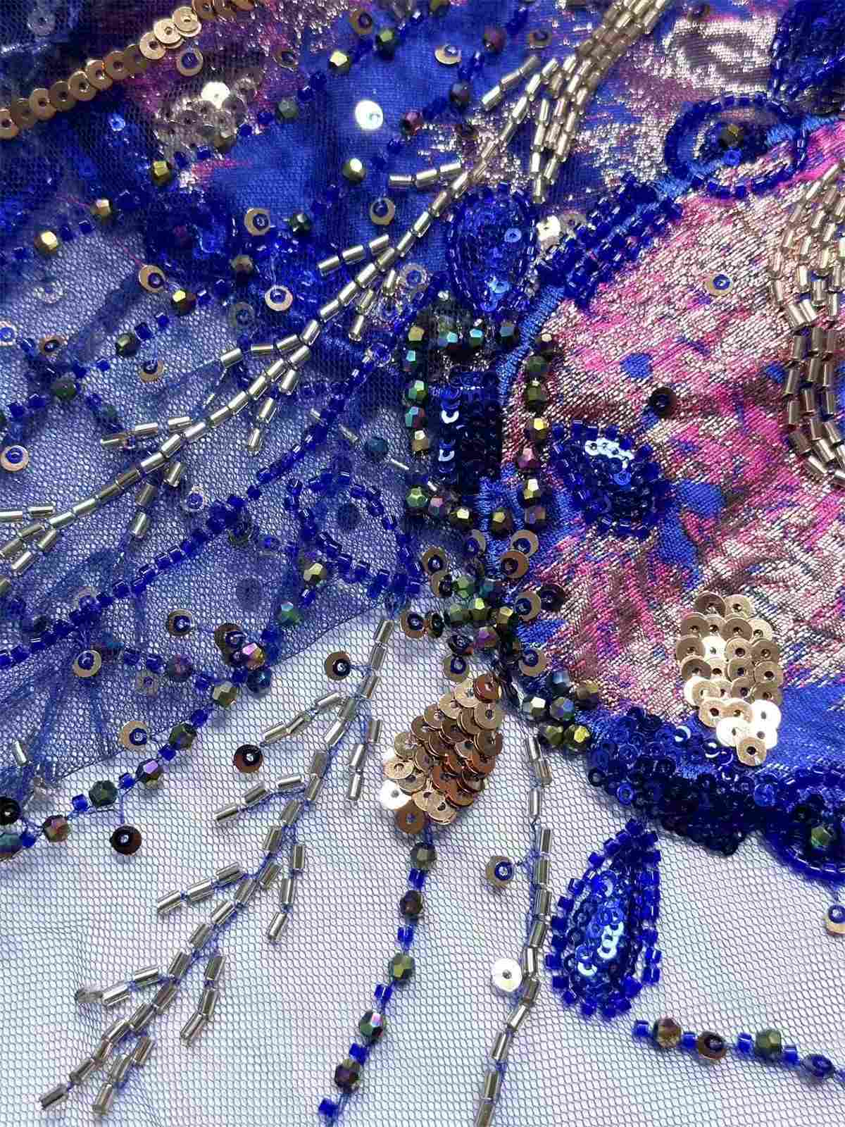 Embellished Beaded Tulle Lace Fabric with Beads | MPN HN434