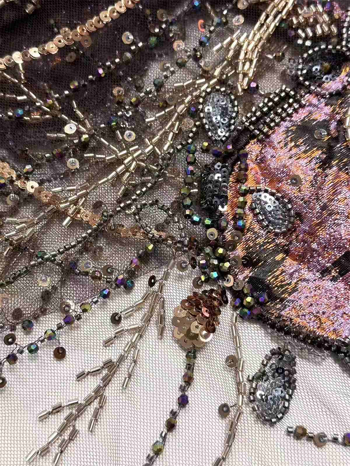 Embellished Beaded Tulle Lace Fabric with Beads | MPN HN434