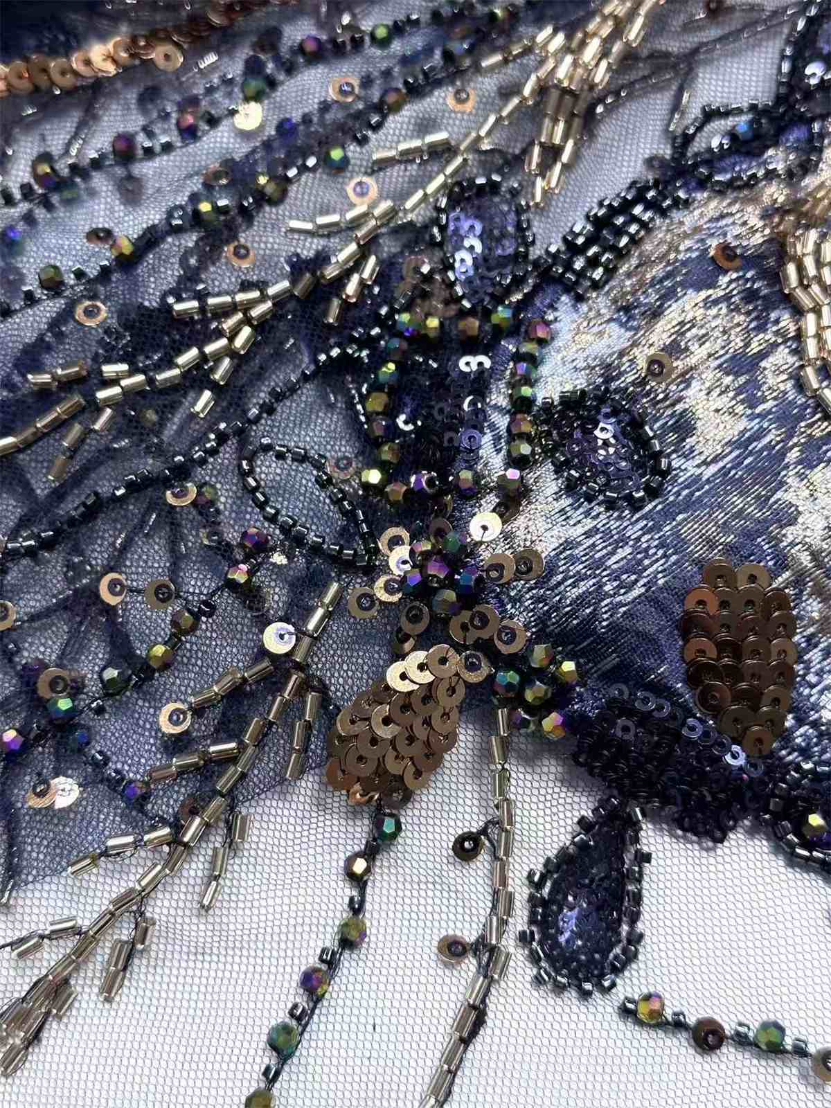 Embellished Beaded Tulle Lace Fabric with Beads | MPN HN434