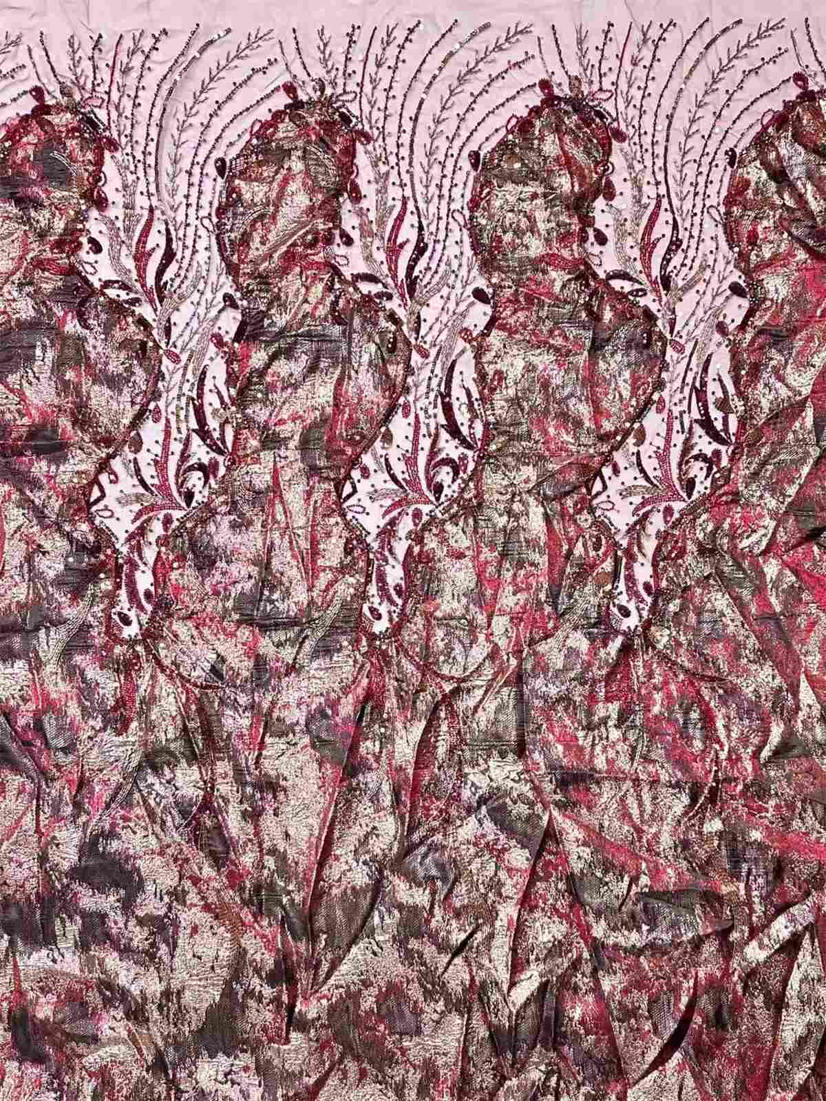 Embellished Beaded Tulle Lace Fabric with Beads | MPN HN434