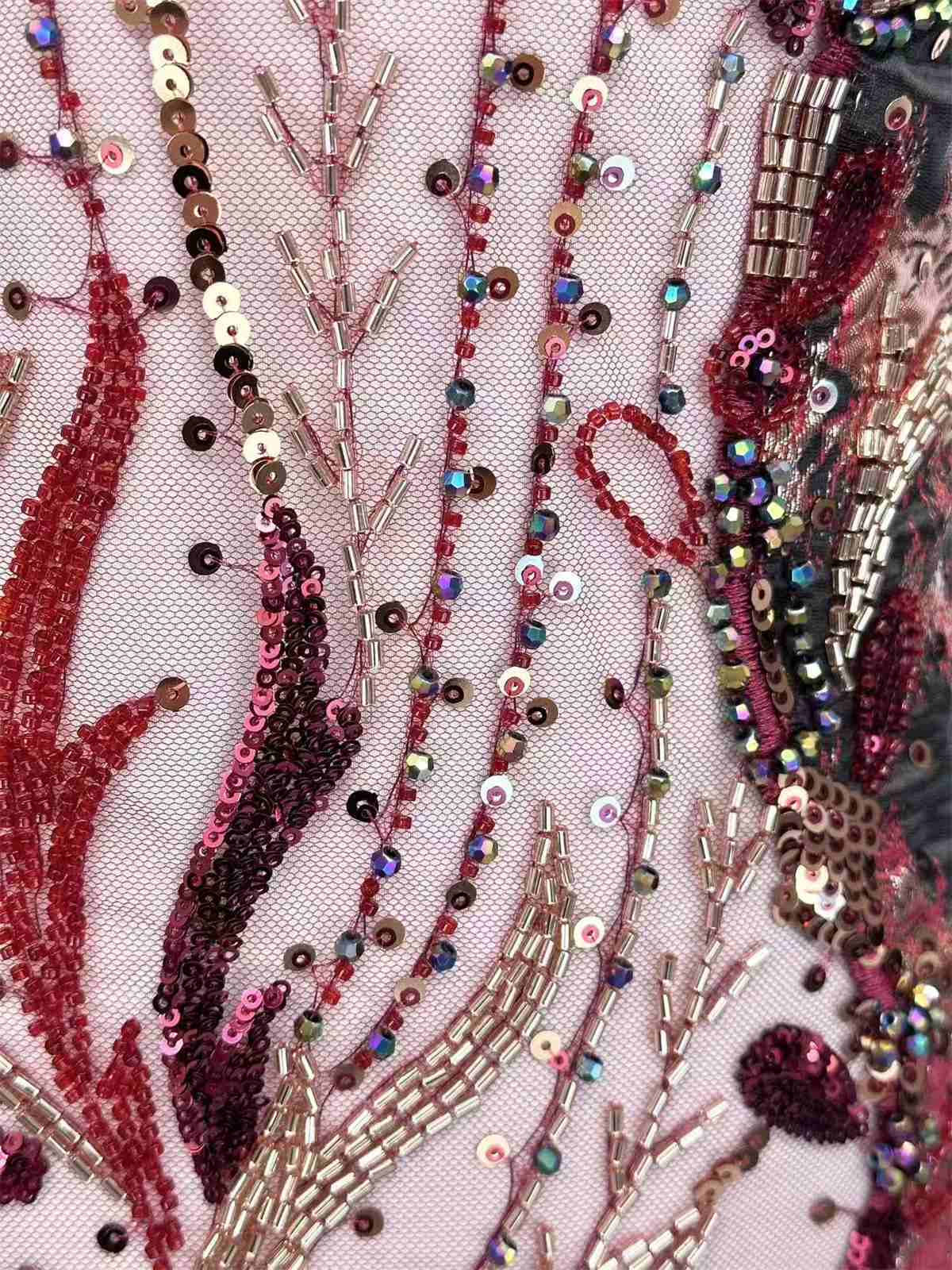 Embellished Beaded Tulle Lace Fabric with Beads | MPN HN434