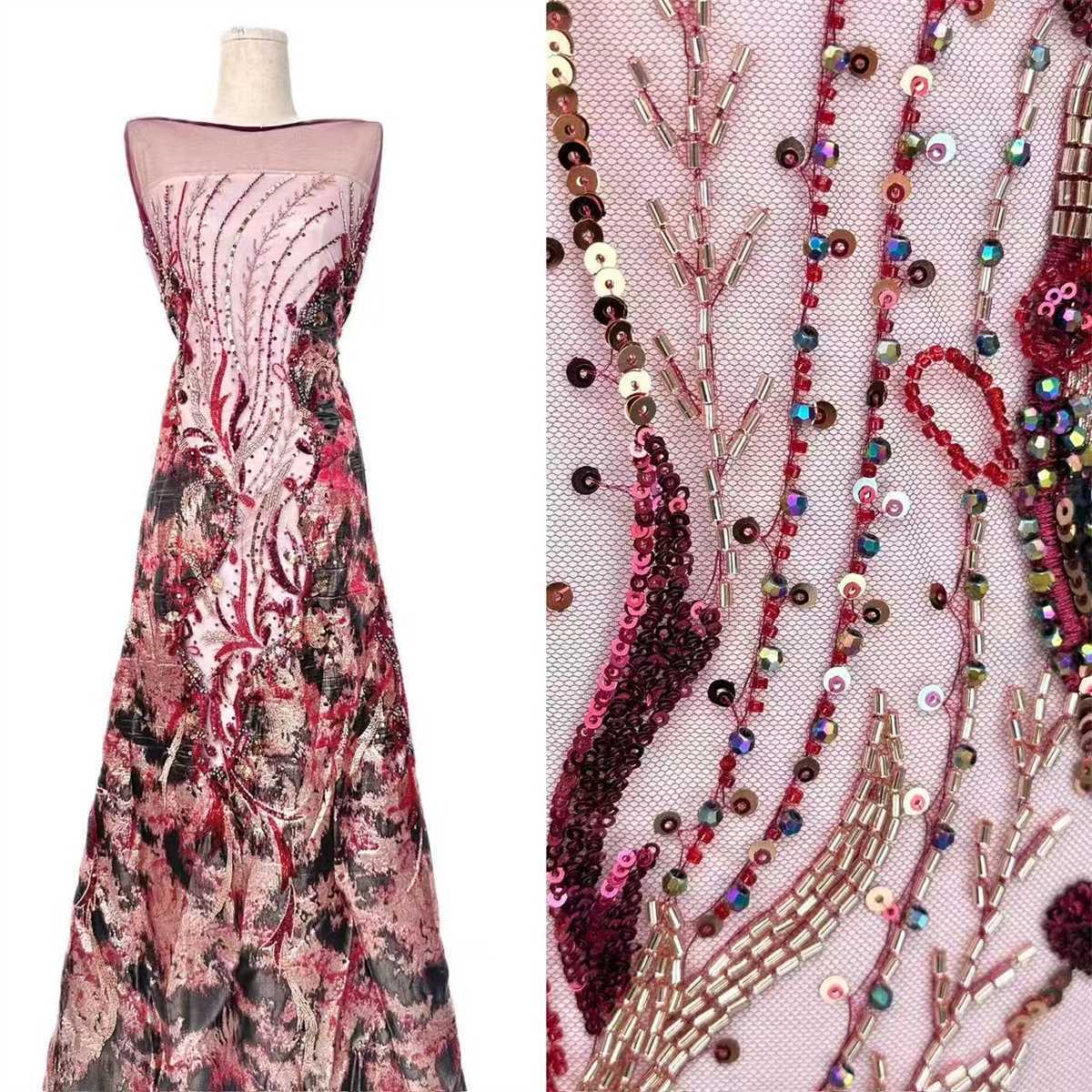 Embellished Beaded Tulle Lace Fabric with Beads | MPN HN434