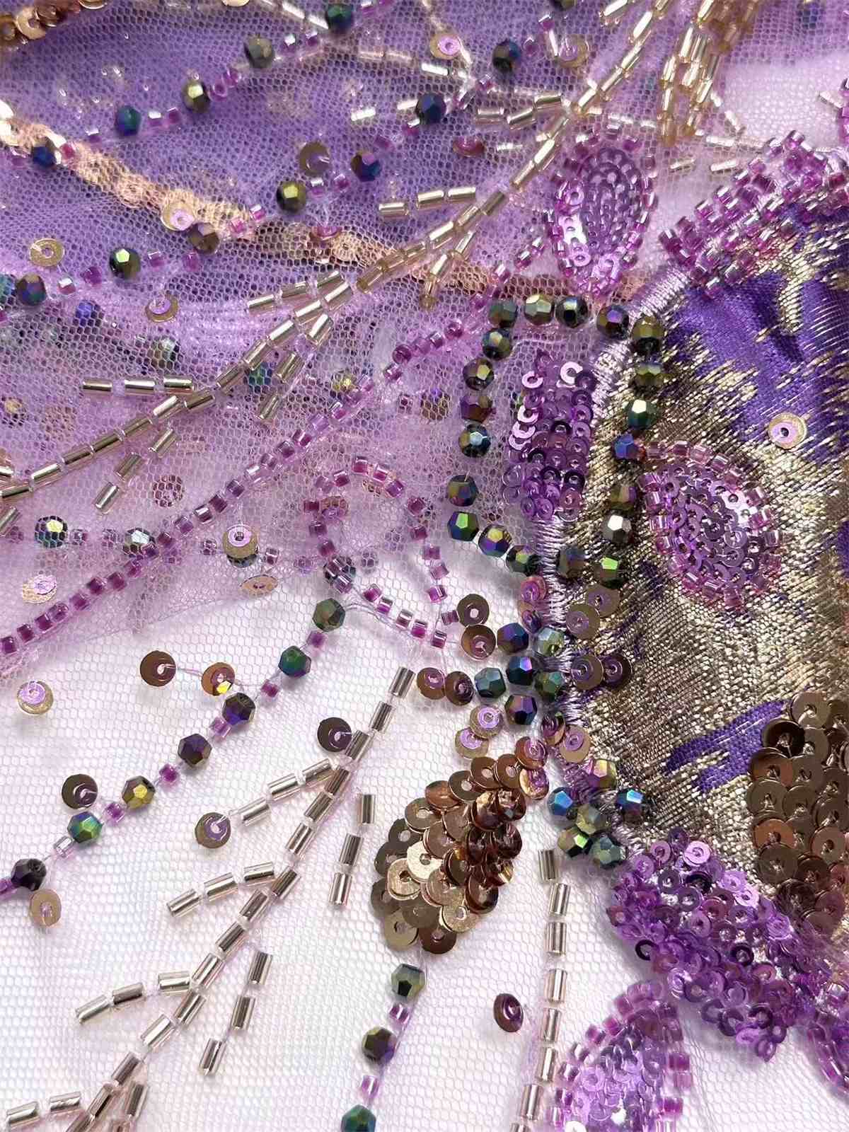 Embellished Beaded Tulle Lace Fabric with Beads | MPN HN434