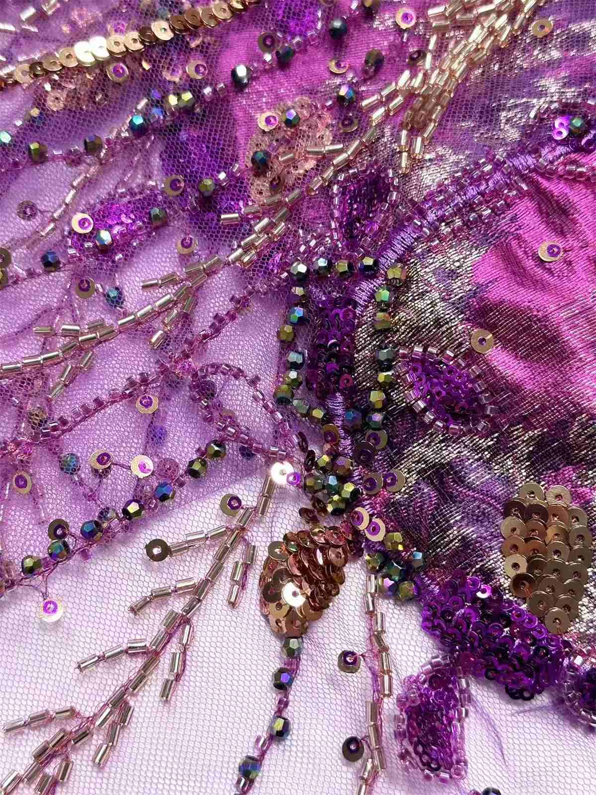 Embellished Beaded Tulle Lace Fabric with Beads | MPN HN434