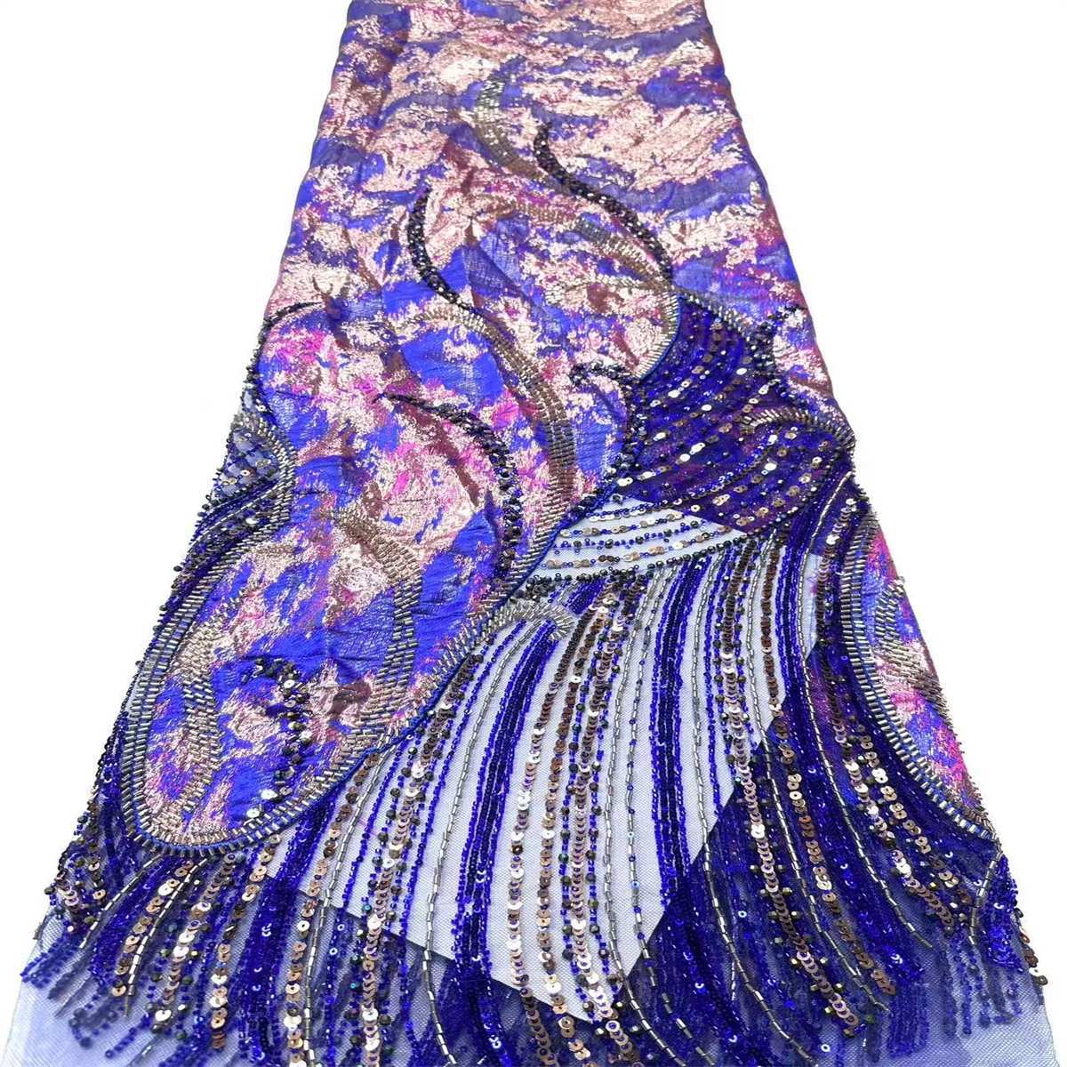Embellished Beaded Tulle Lace Fabric with Beads | MPN HN435