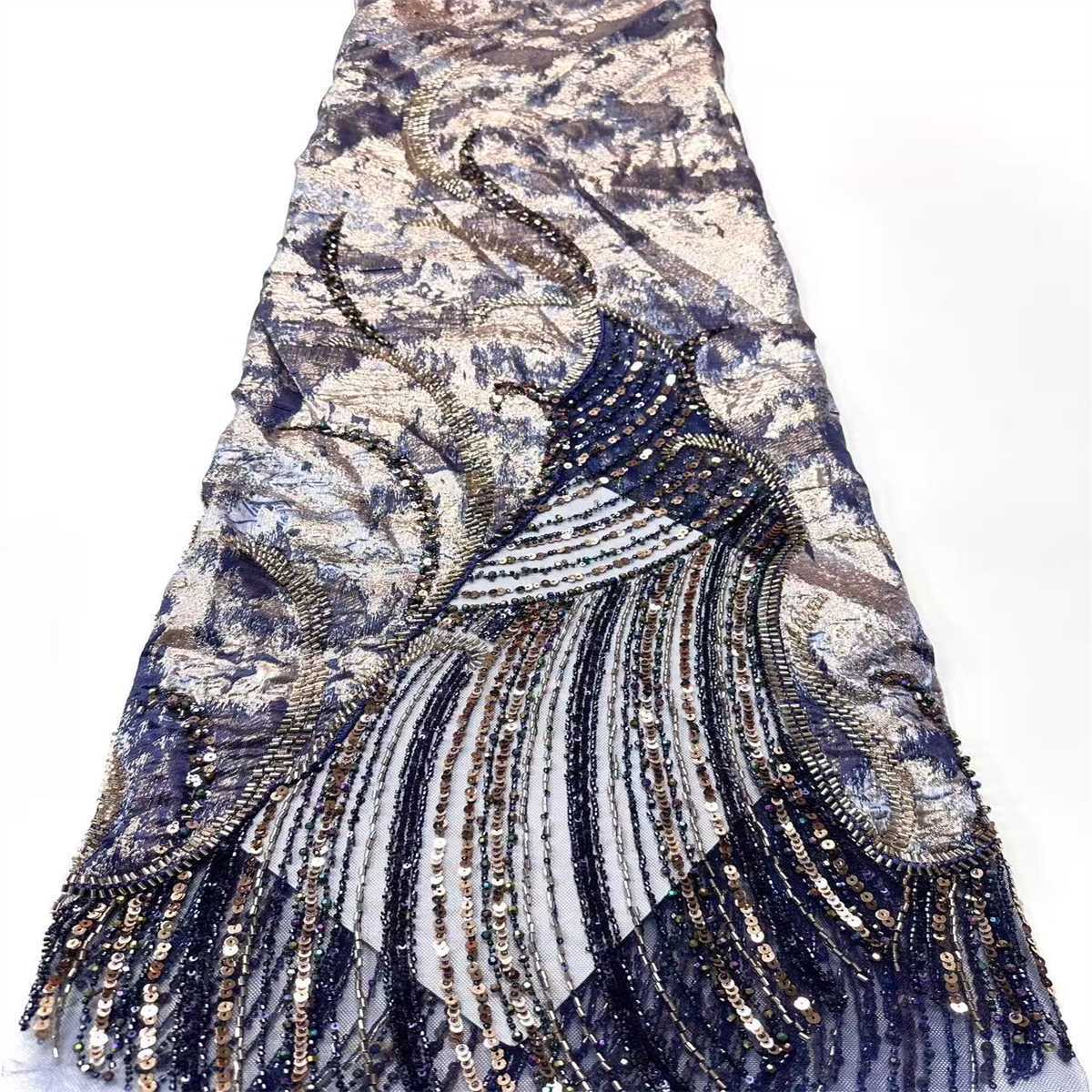 Embellished Beaded Tulle Lace Fabric with Beads | MPN HN435