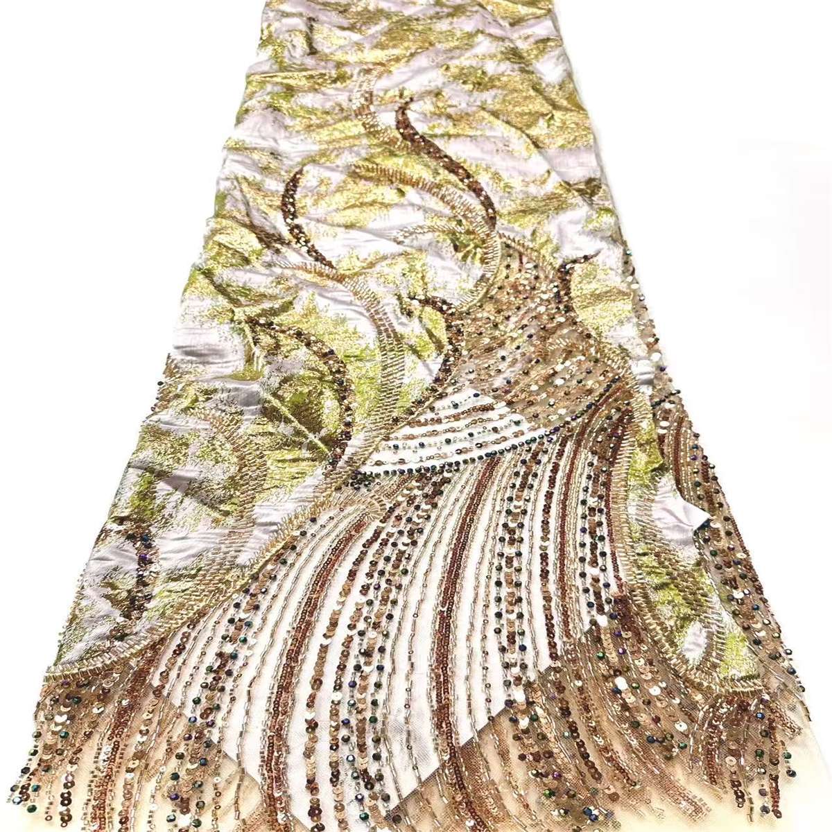 Embellished Beaded Tulle Lace Fabric with Beads | MPN HN435