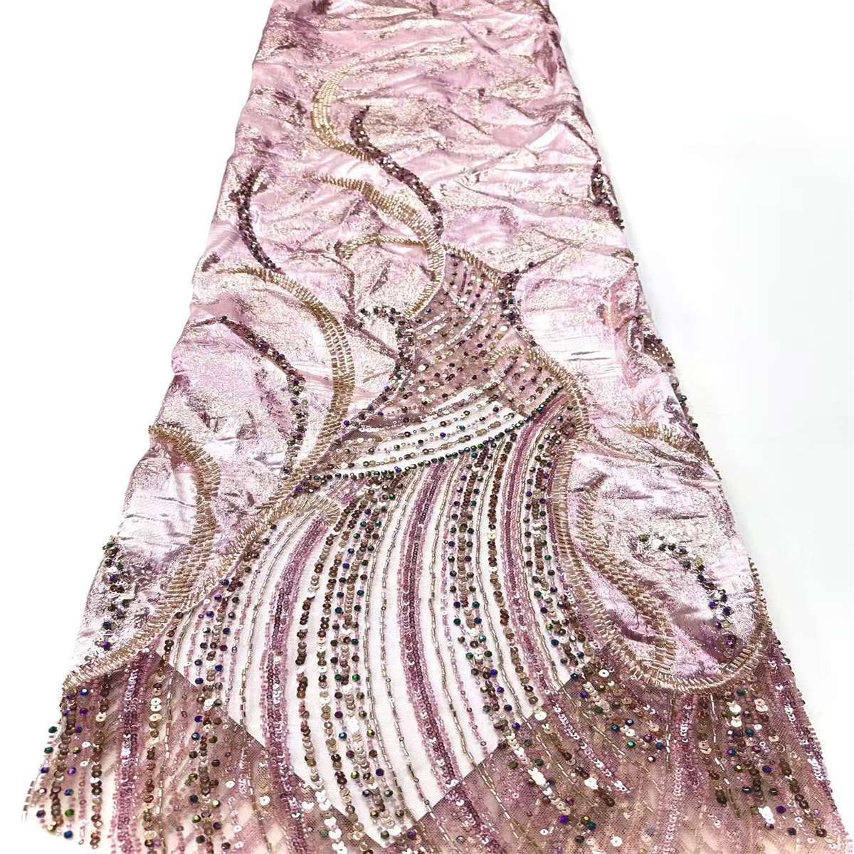 Embellished Beaded Tulle Lace Fabric with Beads | MPN HN435
