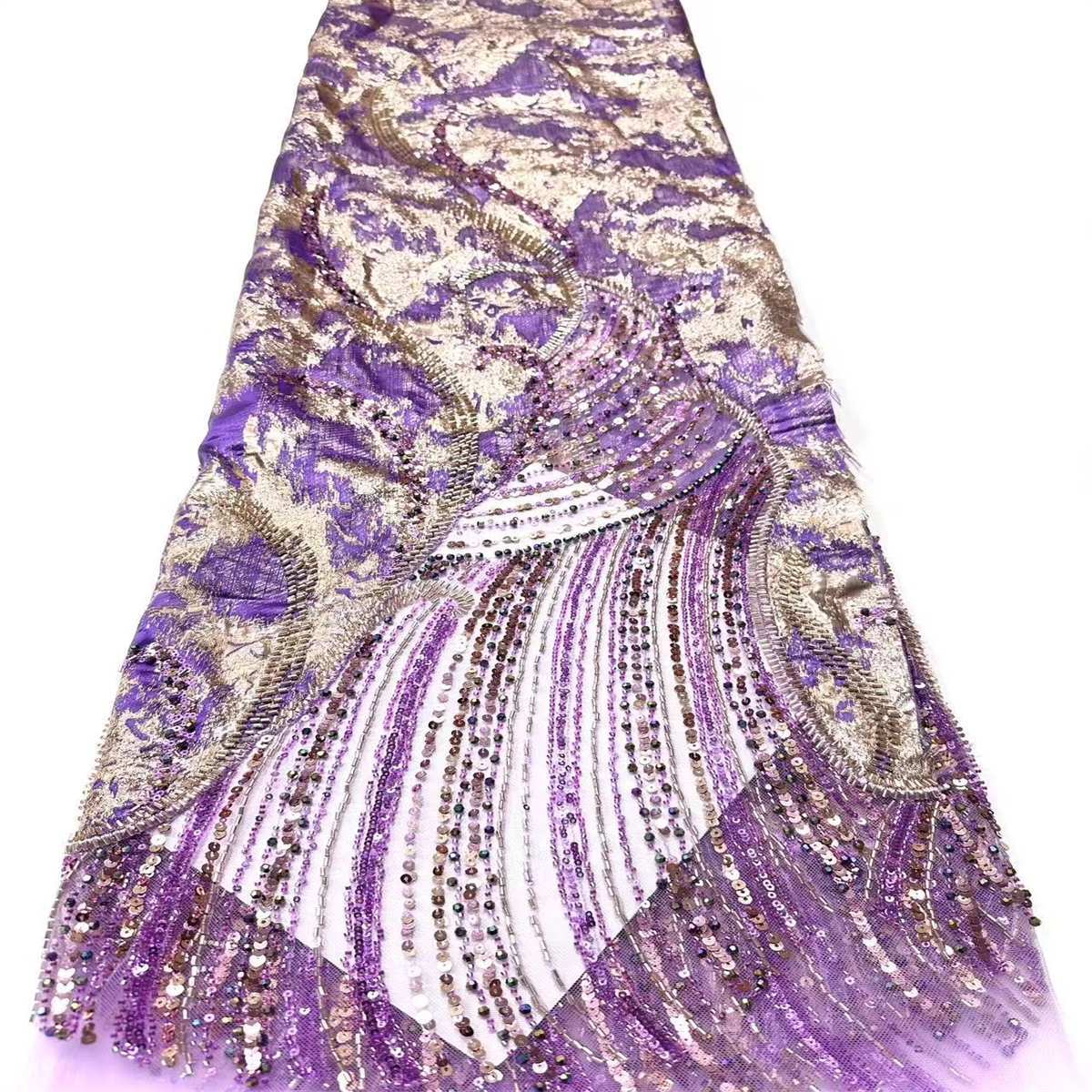 Embellished Beaded Tulle Lace Fabric with Beads | MPN HN435