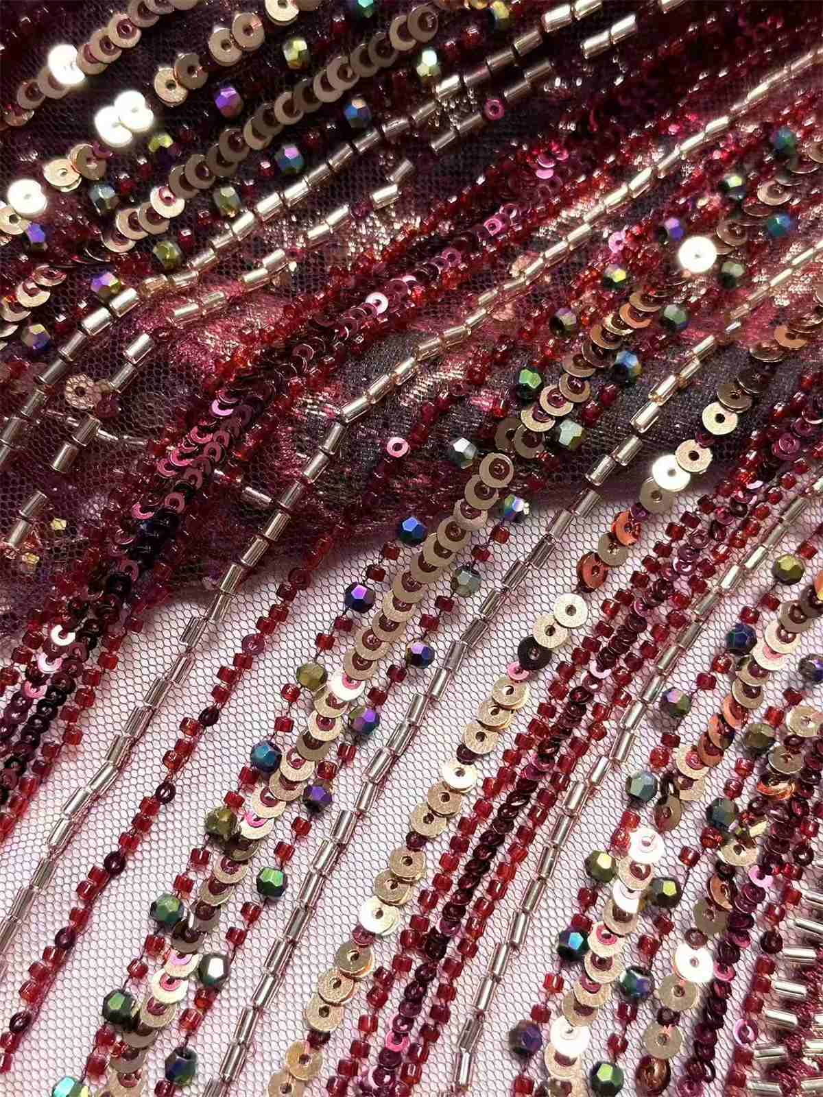 Embellished Beaded Tulle Lace Fabric with Beads | MPN HN435