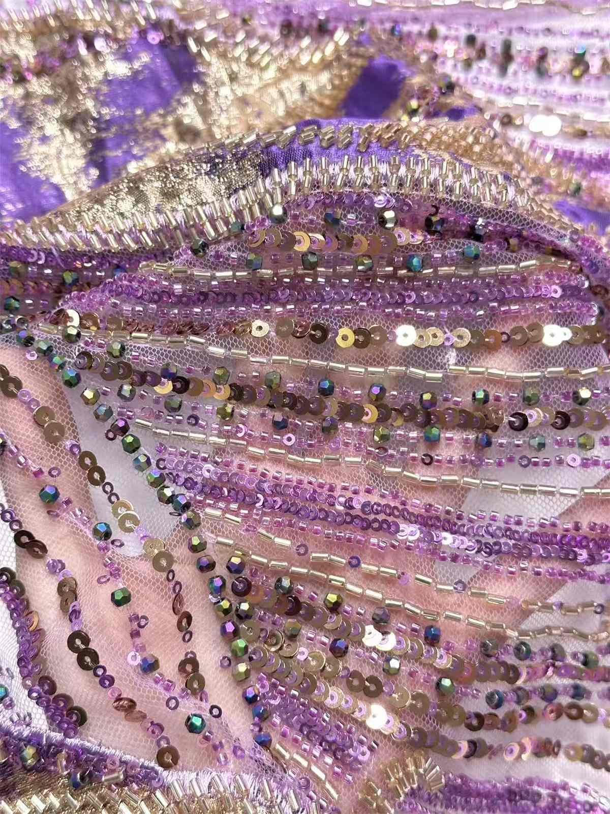 Embellished Beaded Tulle Lace Fabric with Beads | MPN HN435