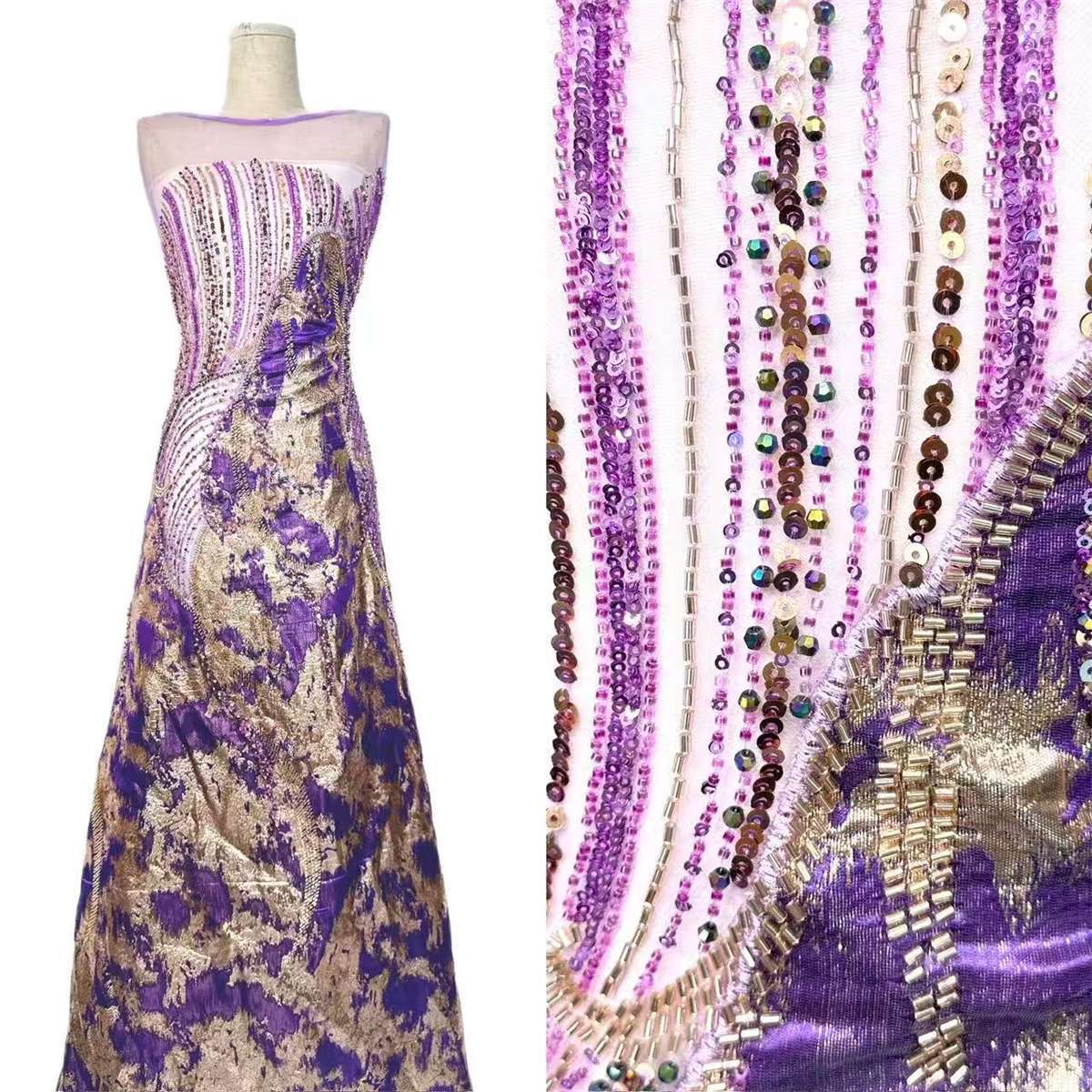 Embellished Beaded Tulle Lace Fabric with Beads | MPN HN435