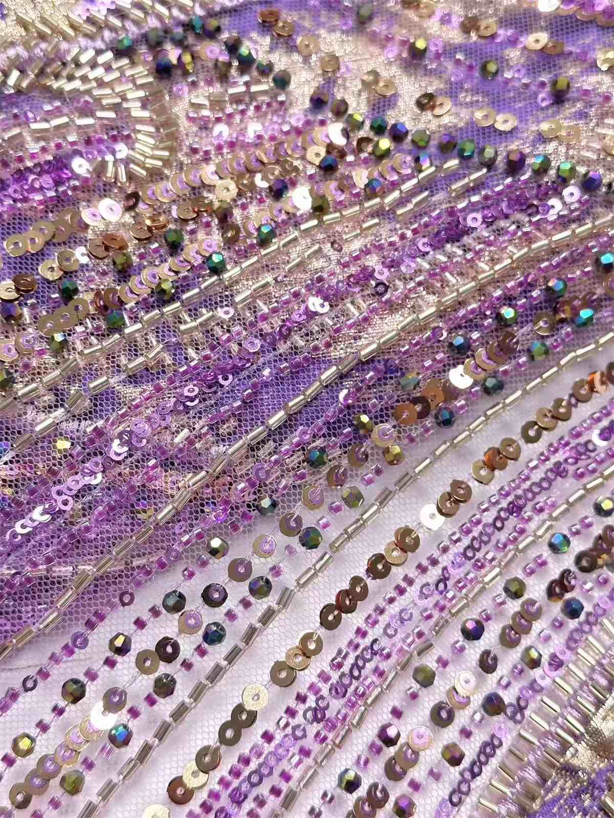 Embellished Beaded Tulle Lace Fabric with Beads | MPN HN435