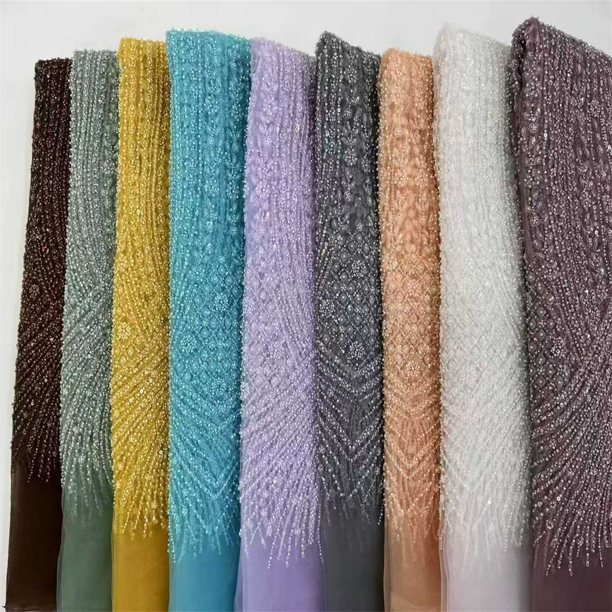 Embellished Beaded Tulle Lace Fabric with Beads | MPN JX479