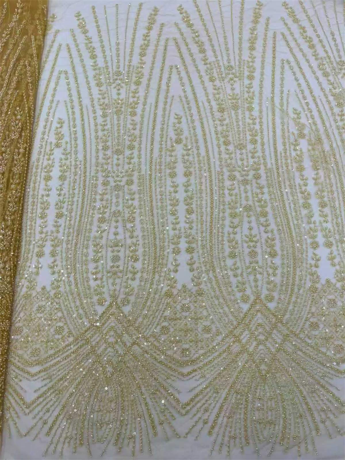 Embellished Beaded Tulle Lace Fabric with Beads | MPN JX479