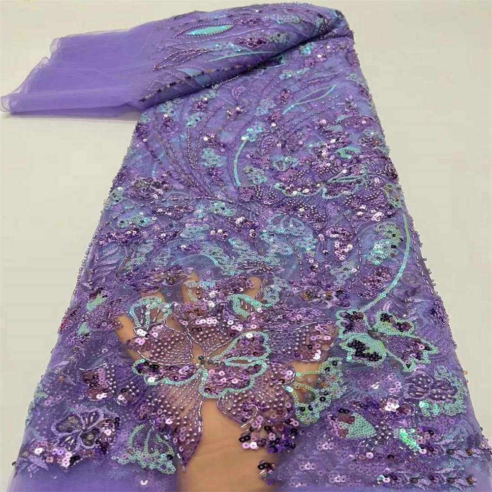 Embellished Beaded Tulle Lace Fabric With Beads | GTIN HL001