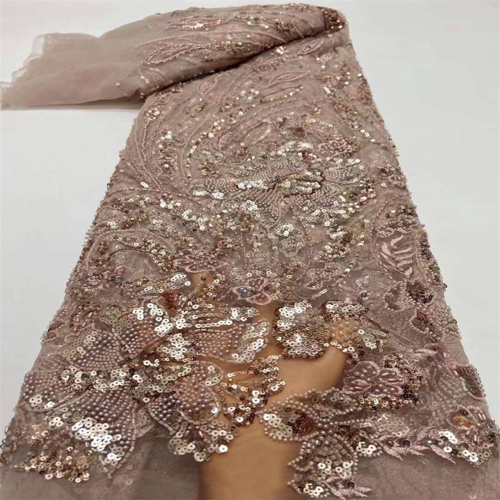 Embellished Beaded Tulle Lace Fabric With Beads | GTIN HL001