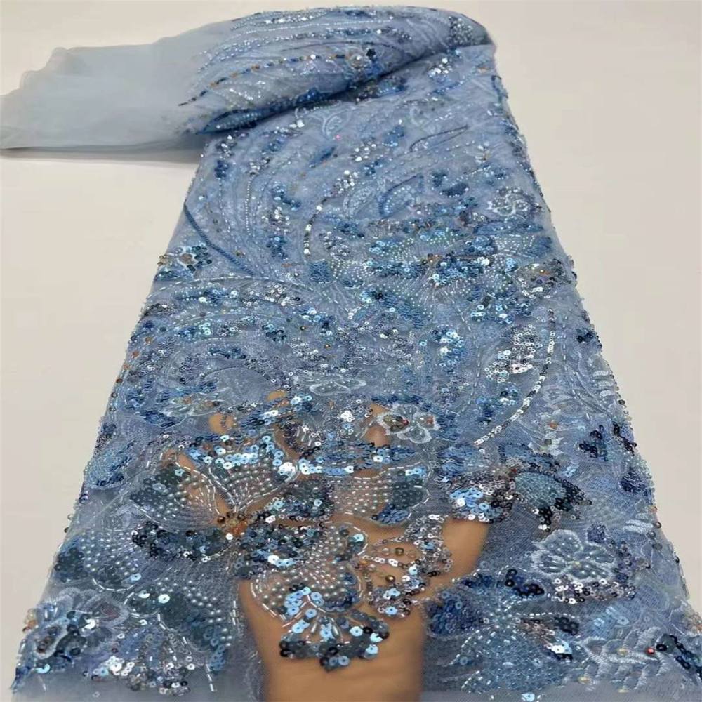 Embellished Beaded Tulle Lace Fabric With Beads | GTIN HL001