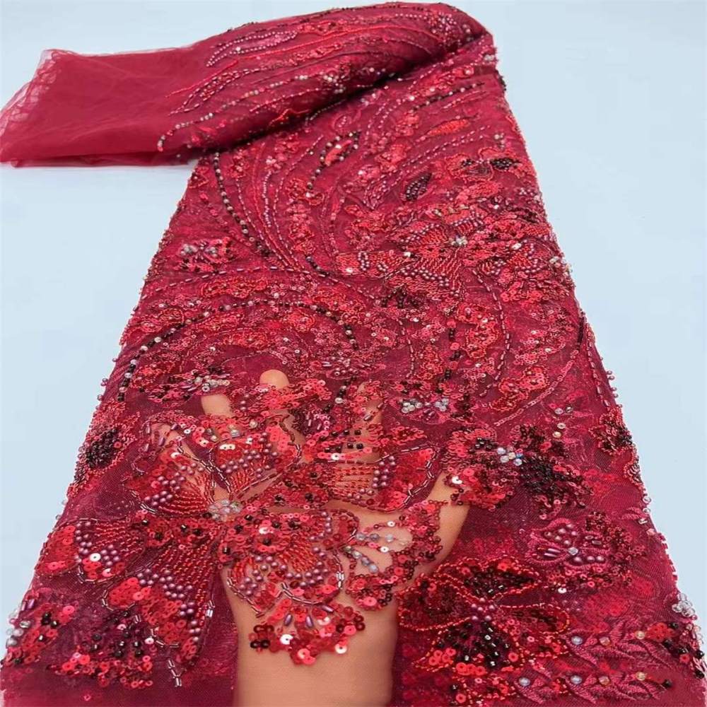 Embellished Beaded Tulle Lace Fabric With Beads | GTIN HL001