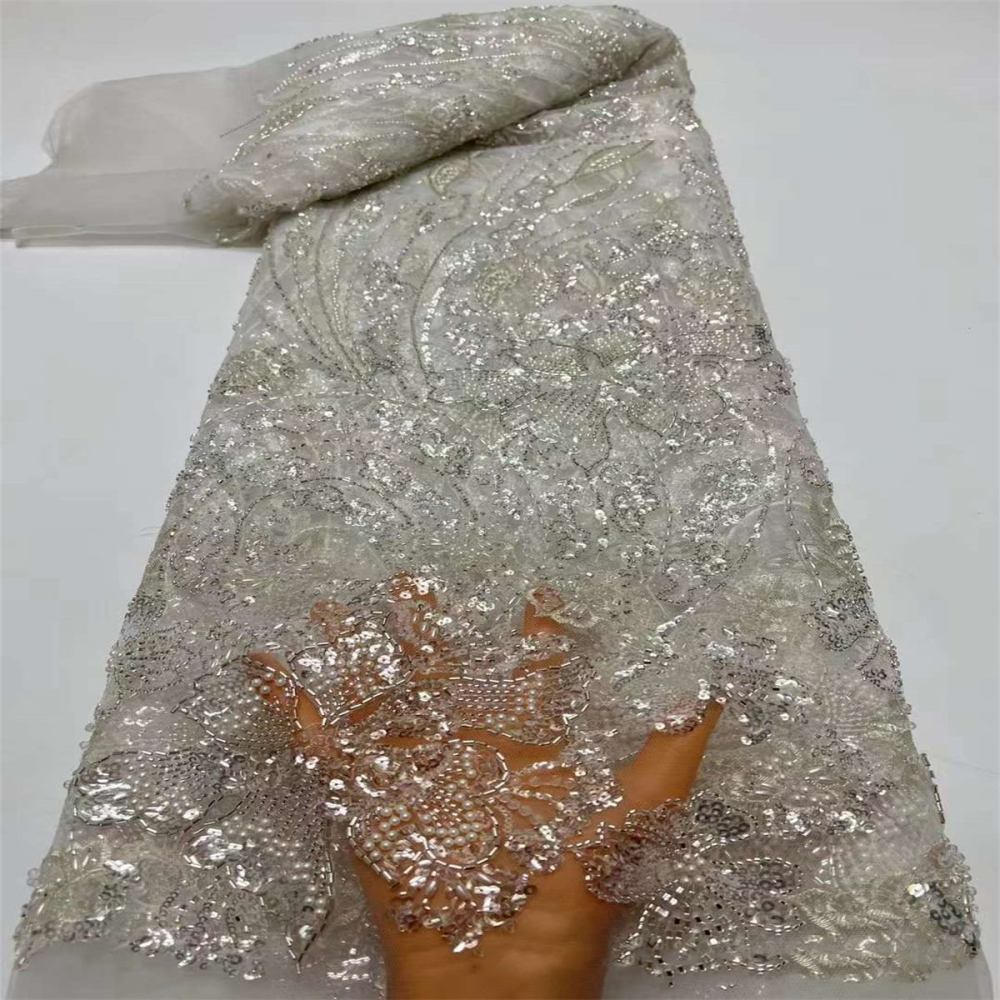 Embellished Beaded Tulle Lace Fabric With Beads | GTIN HL001