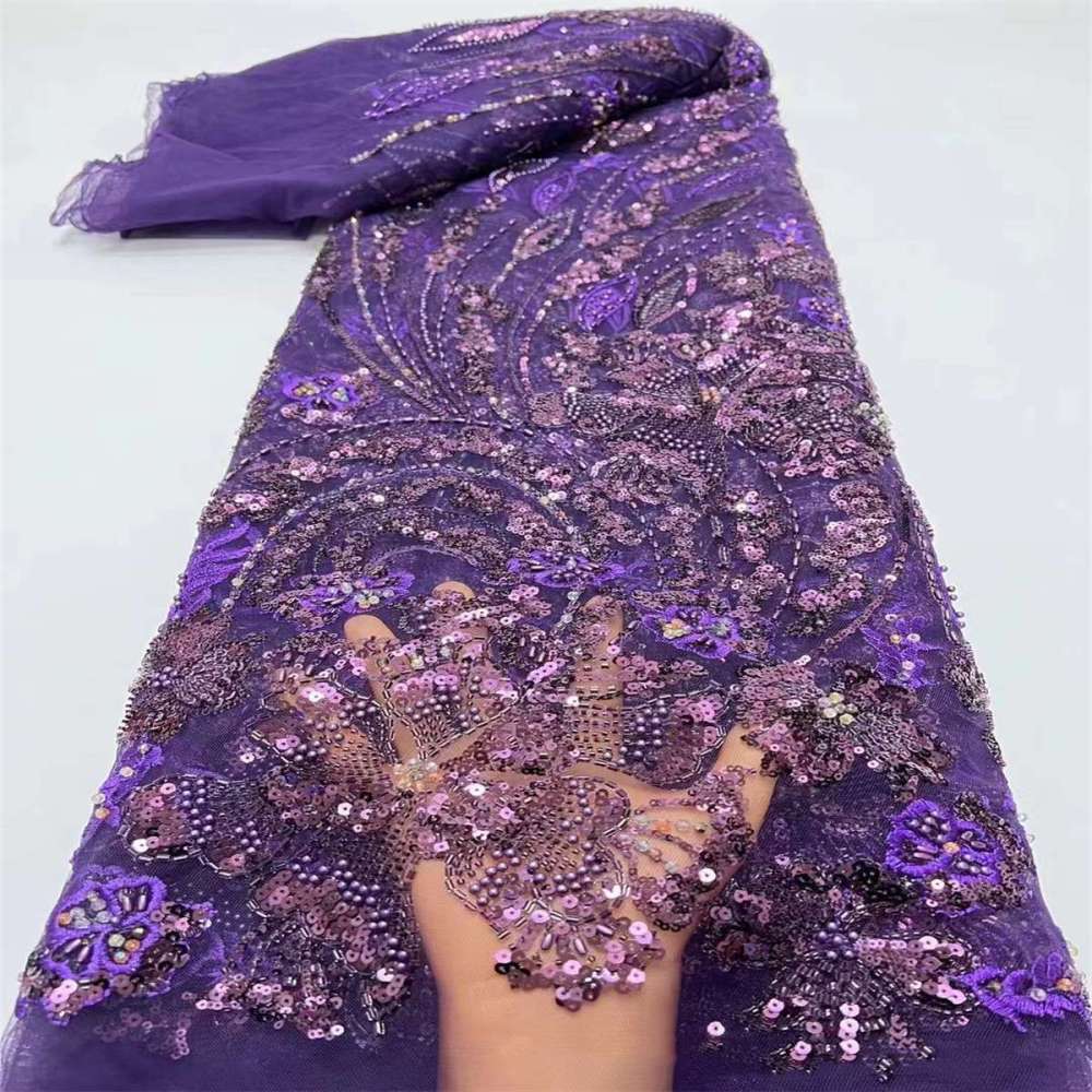 Embellished Beaded Tulle Lace Fabric With Beads | COD HL001