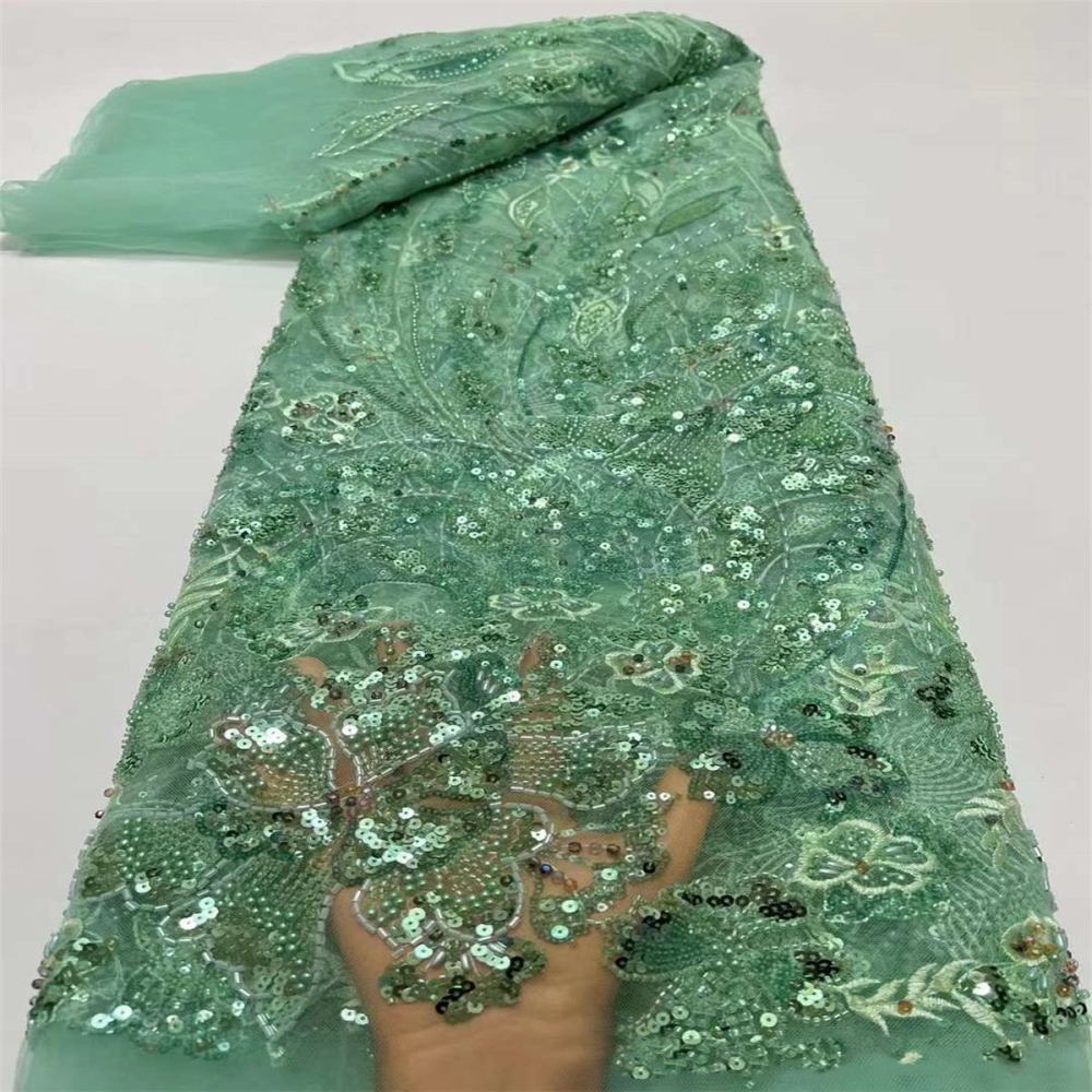 Embellished Beaded Tulle Lace Fabric With Beads | COD HL001