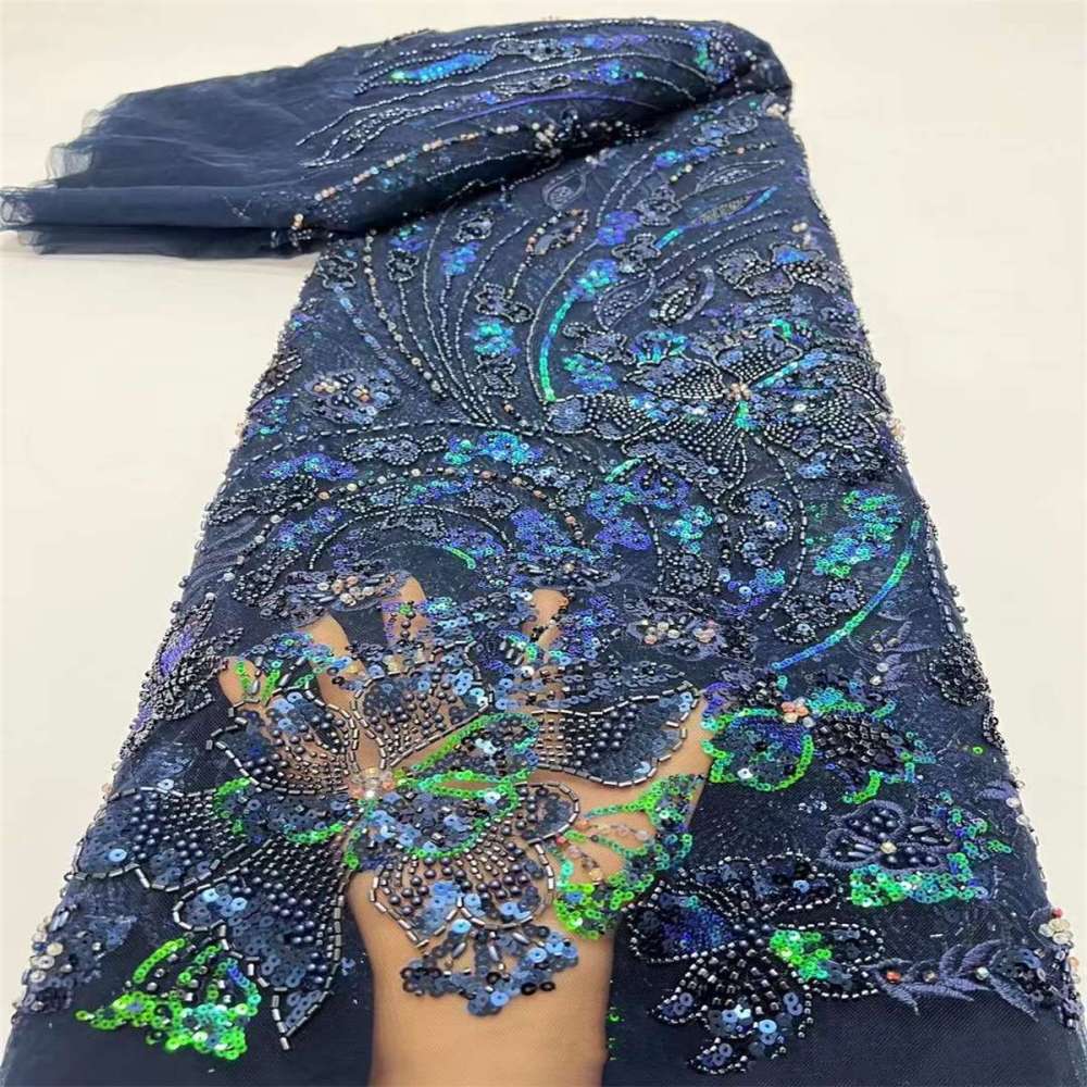 Embellished Beaded Tulle Lace Fabric With Beads | COD HL001