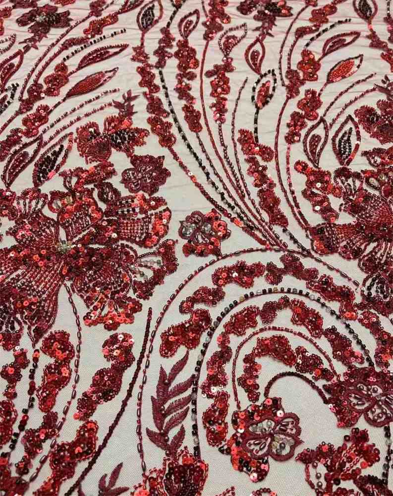 Embellished Beaded Tulle Lace Fabric With Beads | GTIN HL001