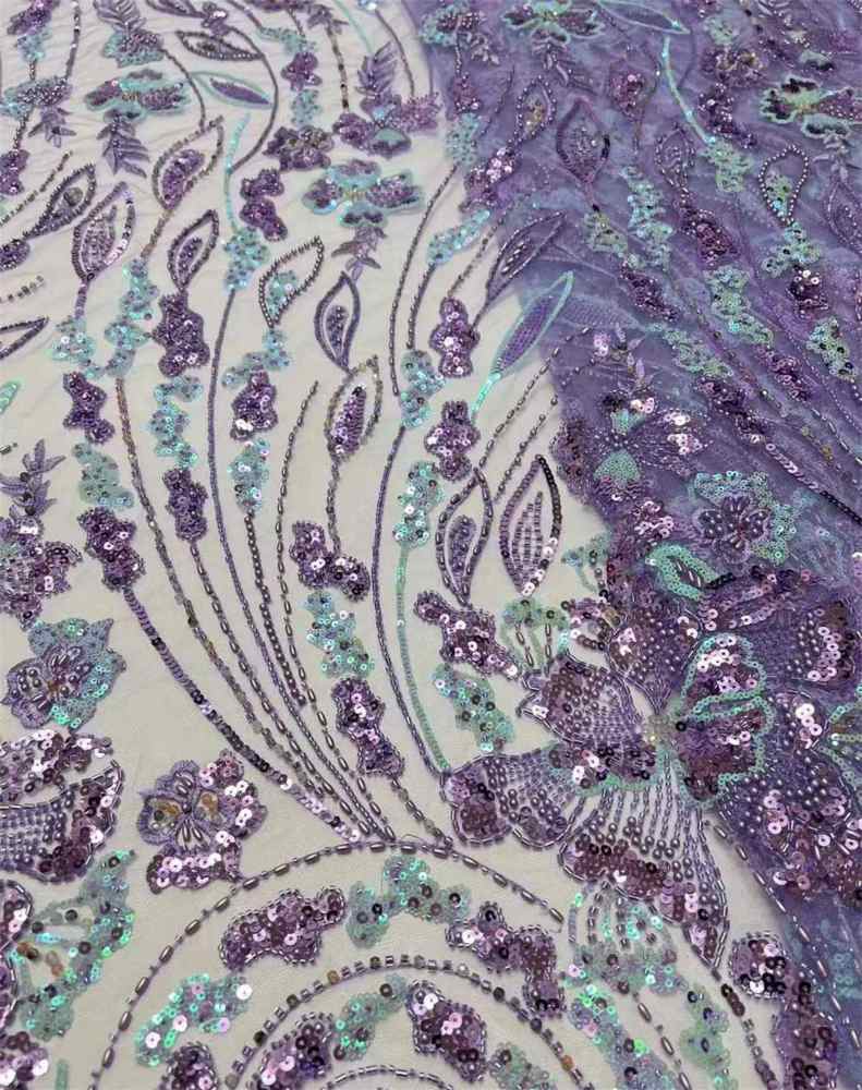 Embellished Beaded Tulle Lace Fabric With Beads | GTIN HL001