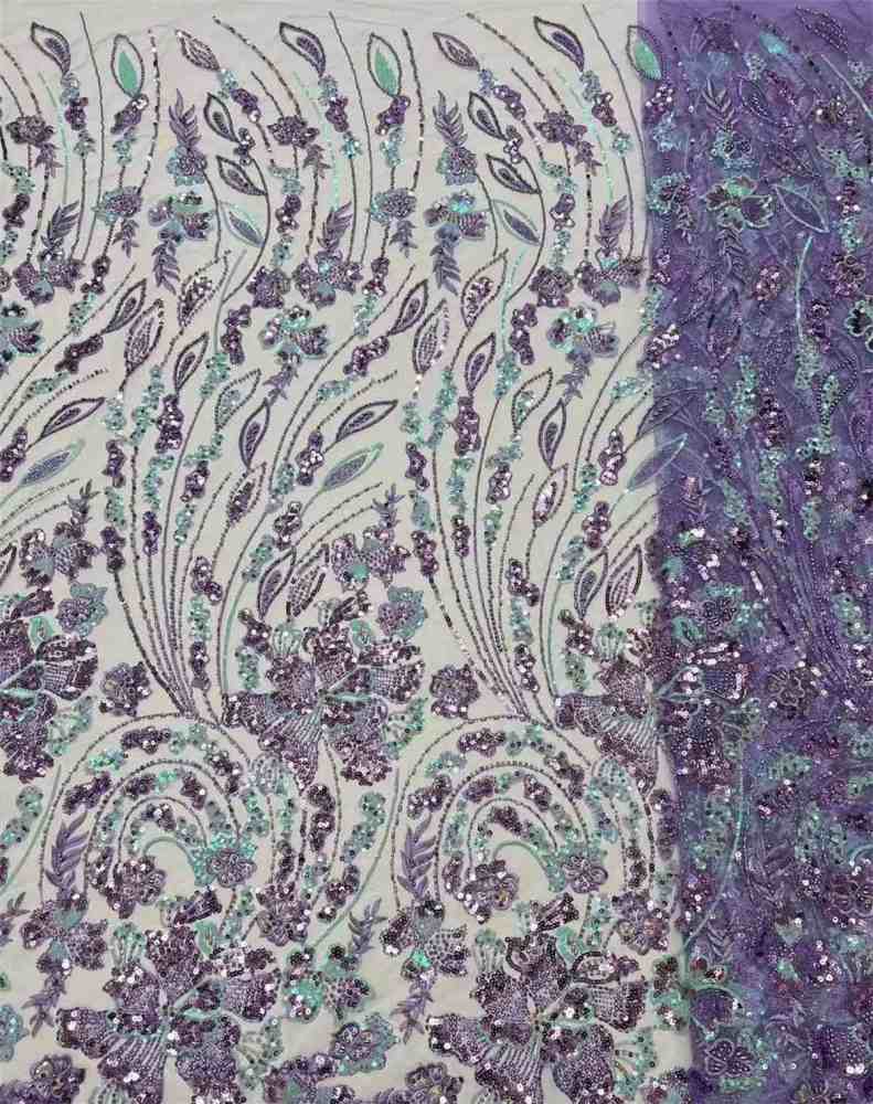 Embellished Beaded Tulle Lace Fabric With Beads | GTIN HL001