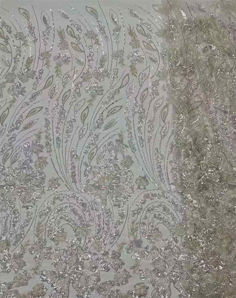 Embellished Beaded Tulle Lace Fabric With Beads | GTIN HL001