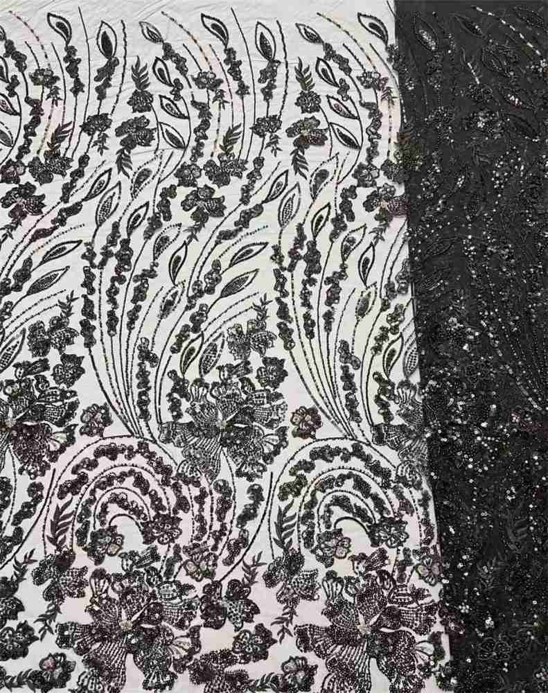 Embellished Beaded Tulle Lace Fabric With Beads | GTIN HL001