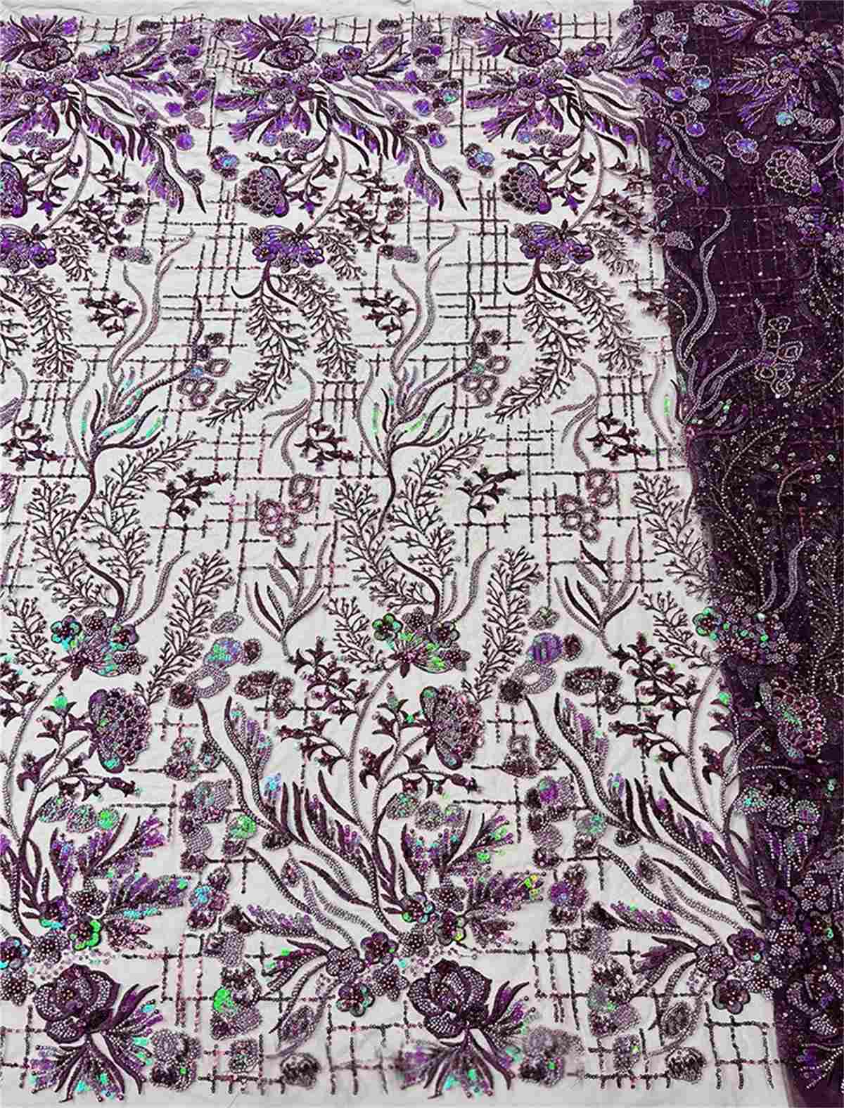 5 Yards Beaded Embroidered Lace Fabric ITM JC019