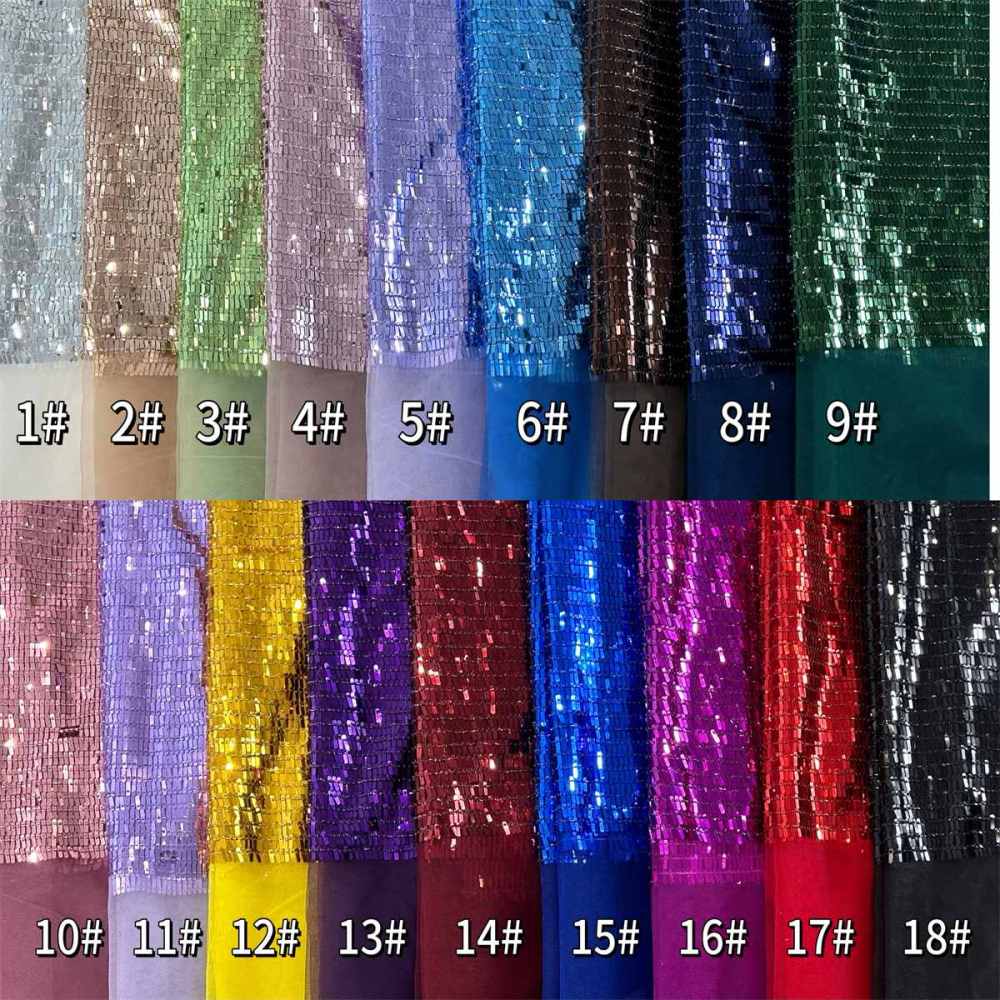5 Yards Multi-Color Sequined Beaded Embroidered Lace Material Fabric HN074
