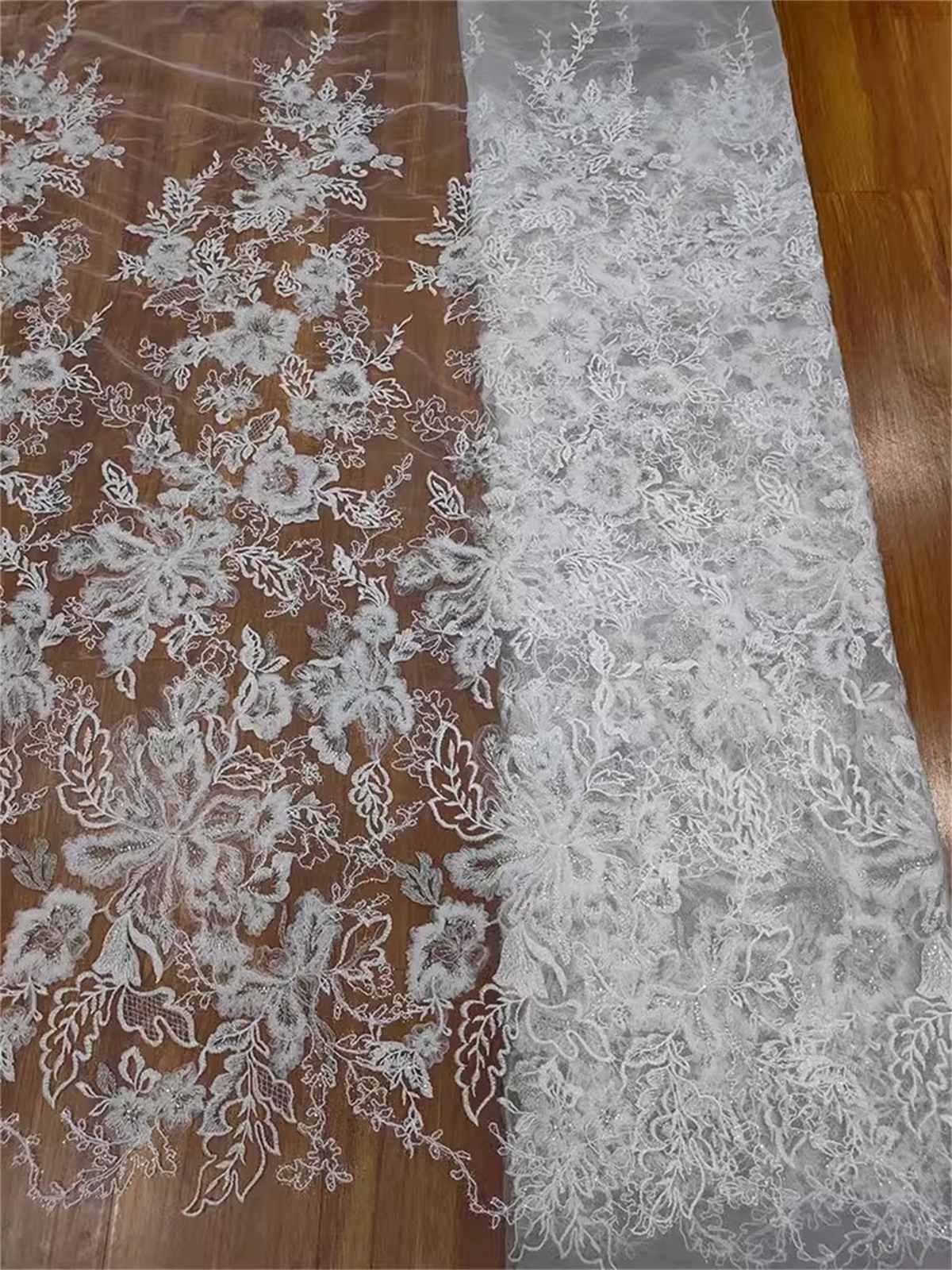 Bridal Lace Fabric - Embroidered 3D Floral Wedding Lace Fabric | GTIN RX048