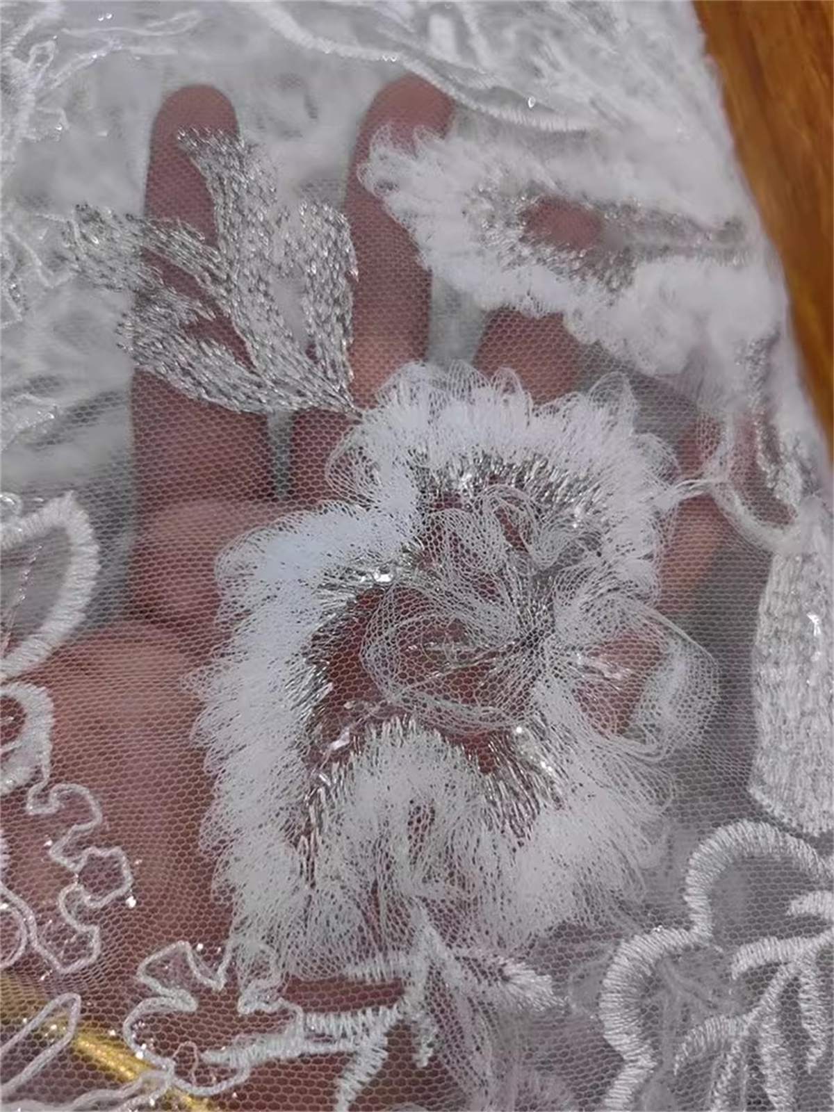 Bridal Lace Fabric - Embroidered 3D Floral Wedding Lace Fabric | GTIN RX048